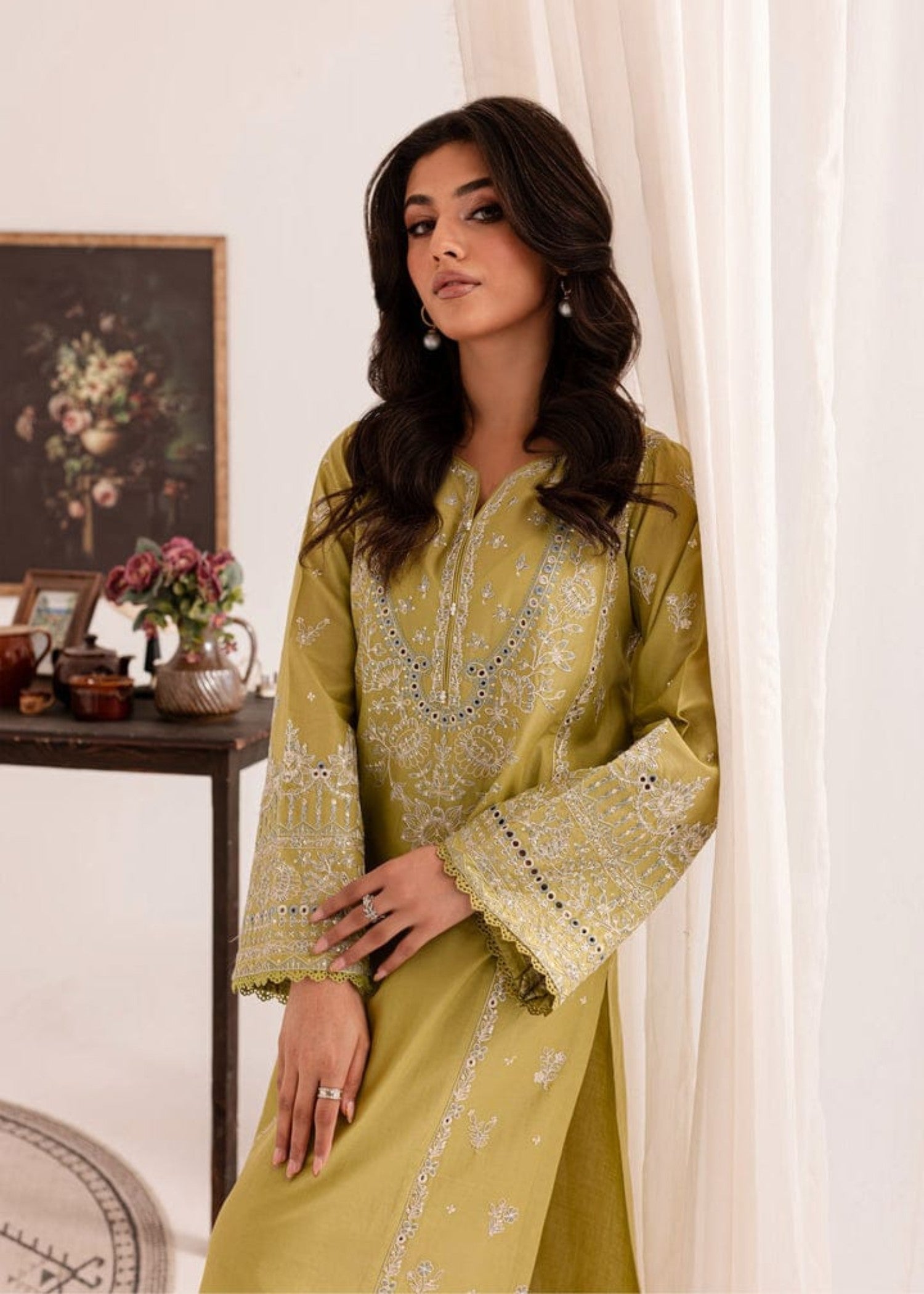 linen Kurta Set in Mellow yellow