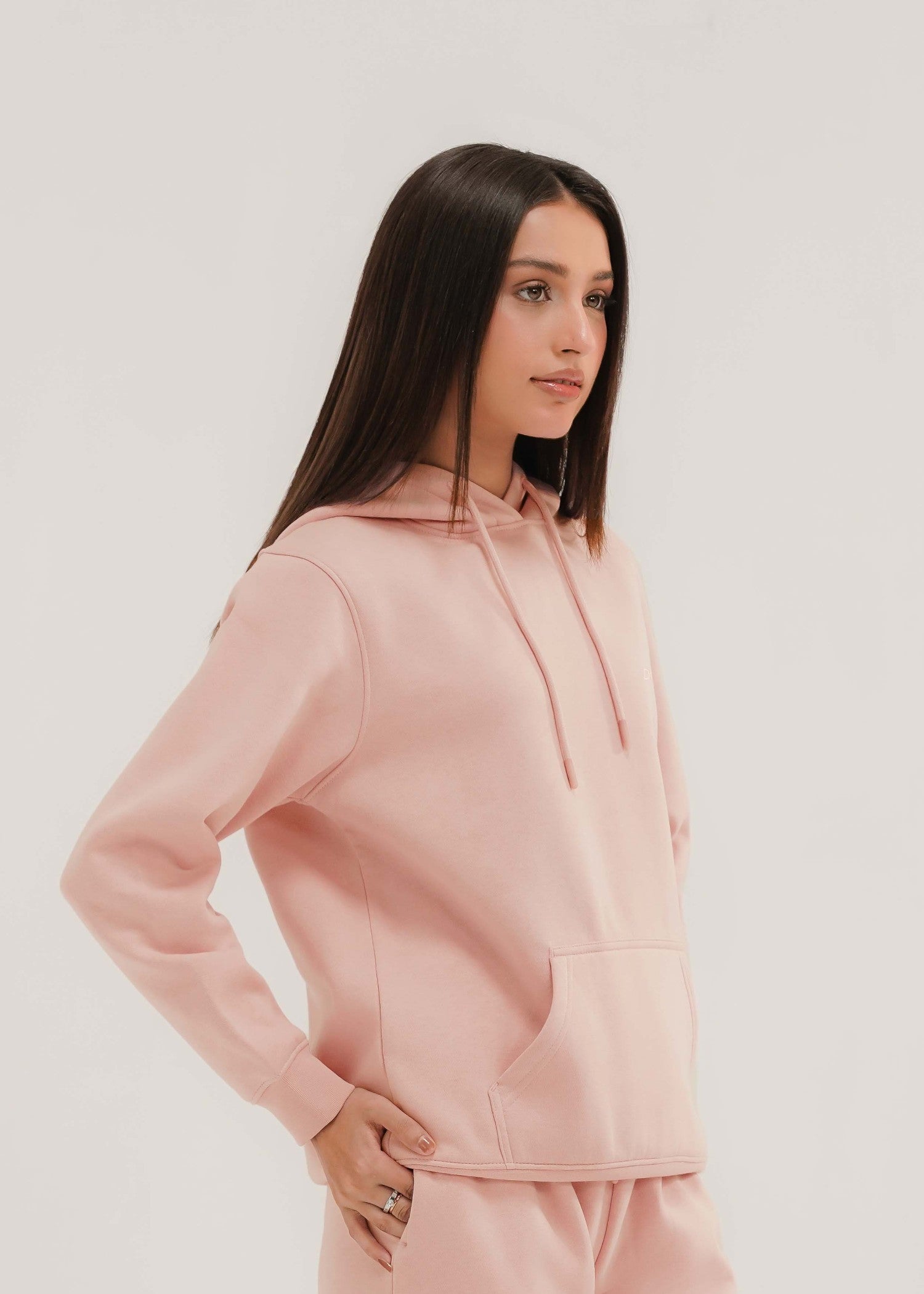 fleece Hoodie in Pale pink