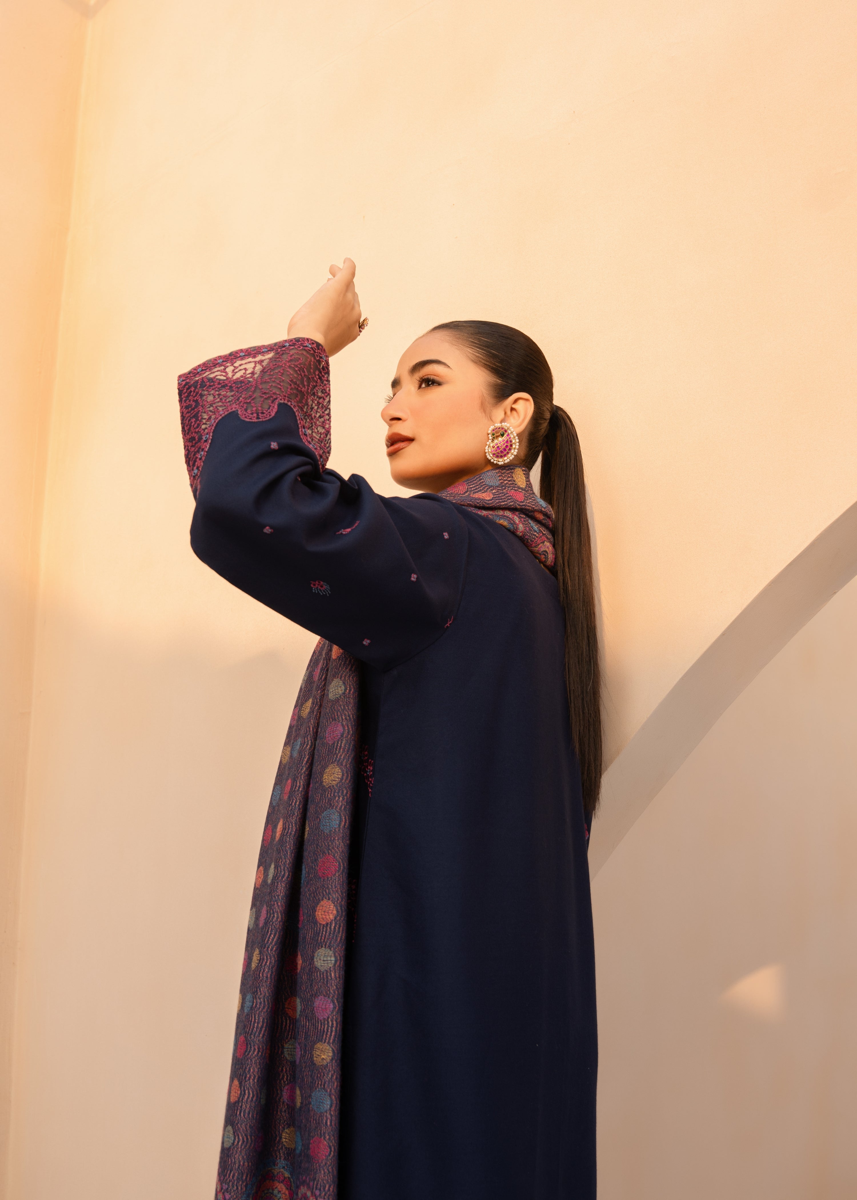 dhanak Kurta Set in Purple