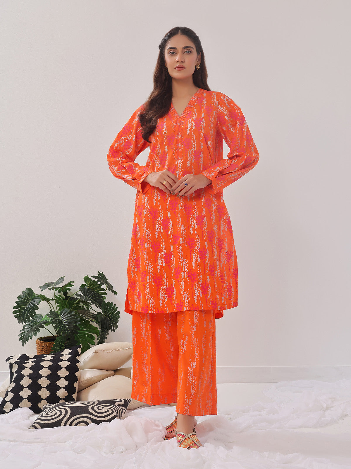 cambric Co Ord Sets in Pumpkin orange