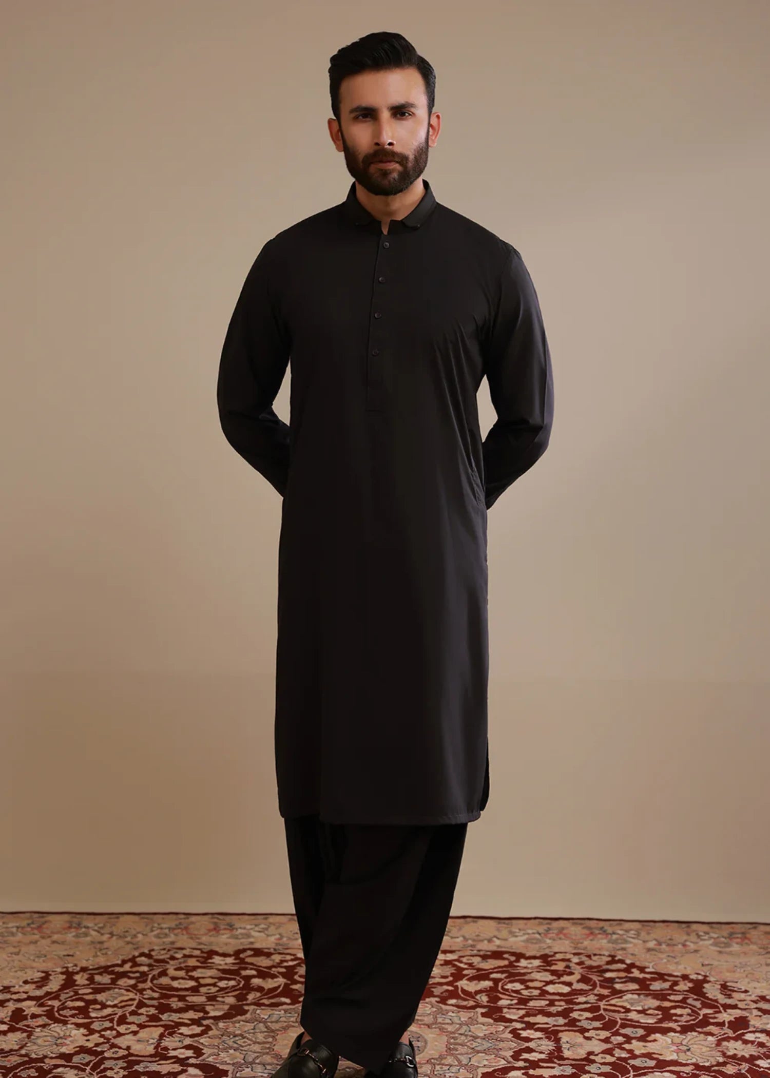 poly viscose Shalwar Kameez in Dark blue