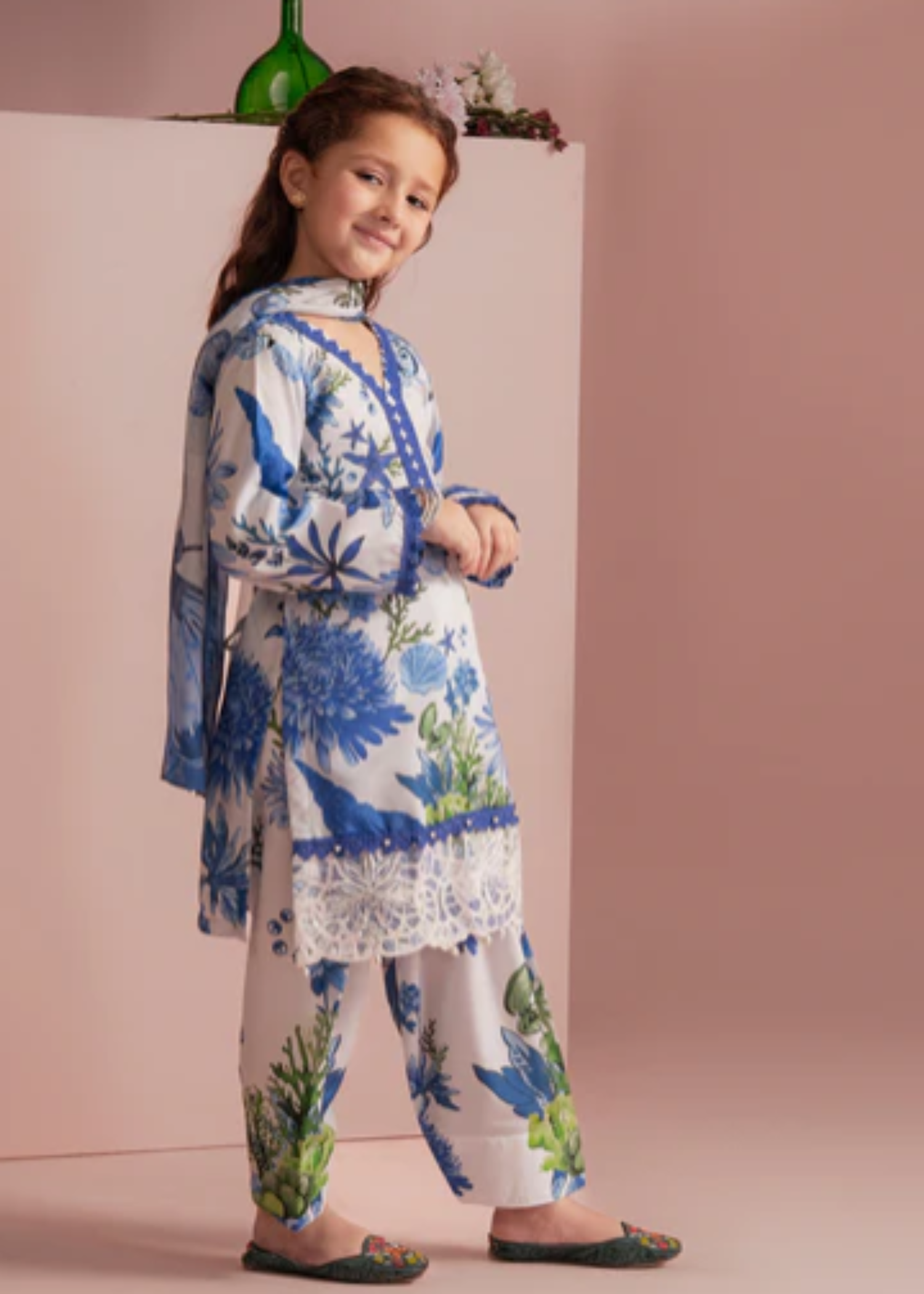 poly lawn Kurta Set in White