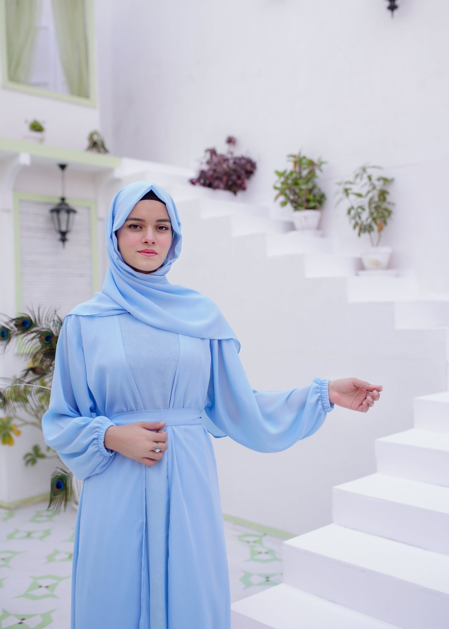 nidha blend Abaya in Sky blue