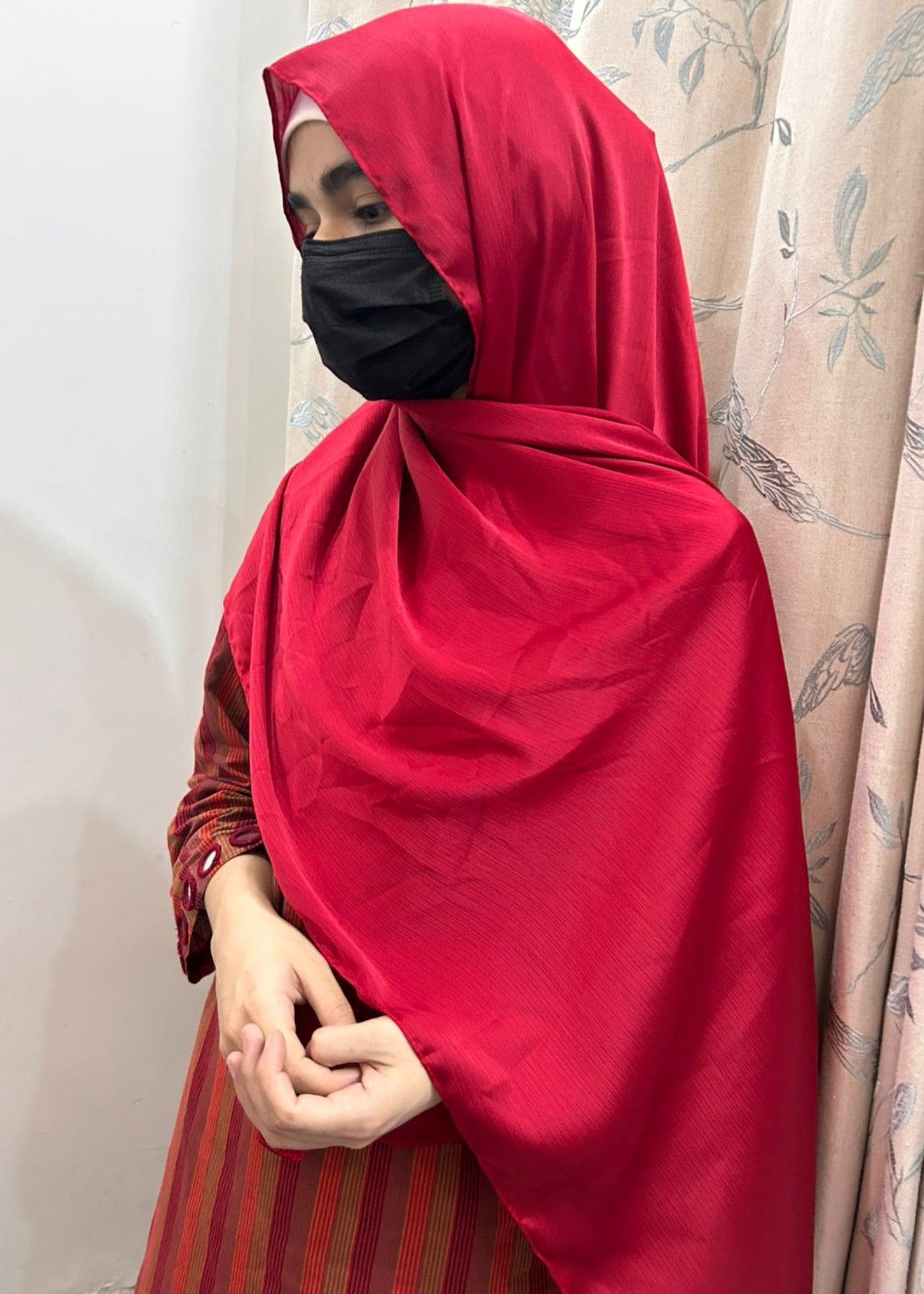 silk Hijab in Ruby red
