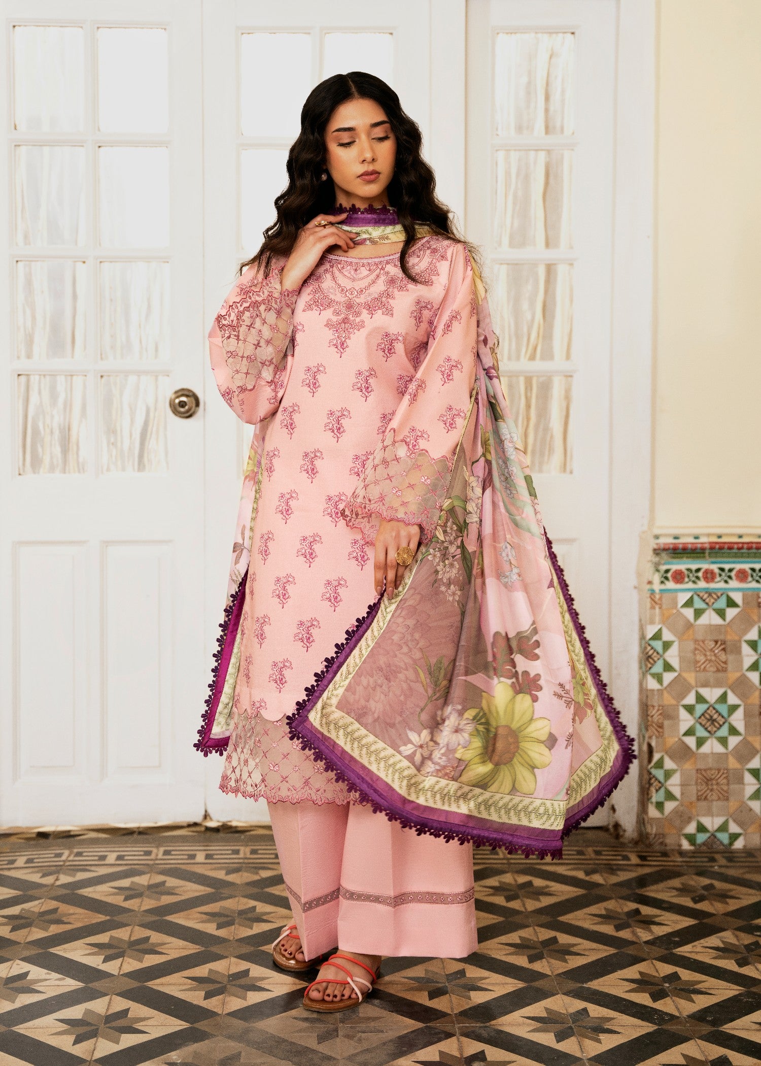 pure cotton Unstitched in Pink