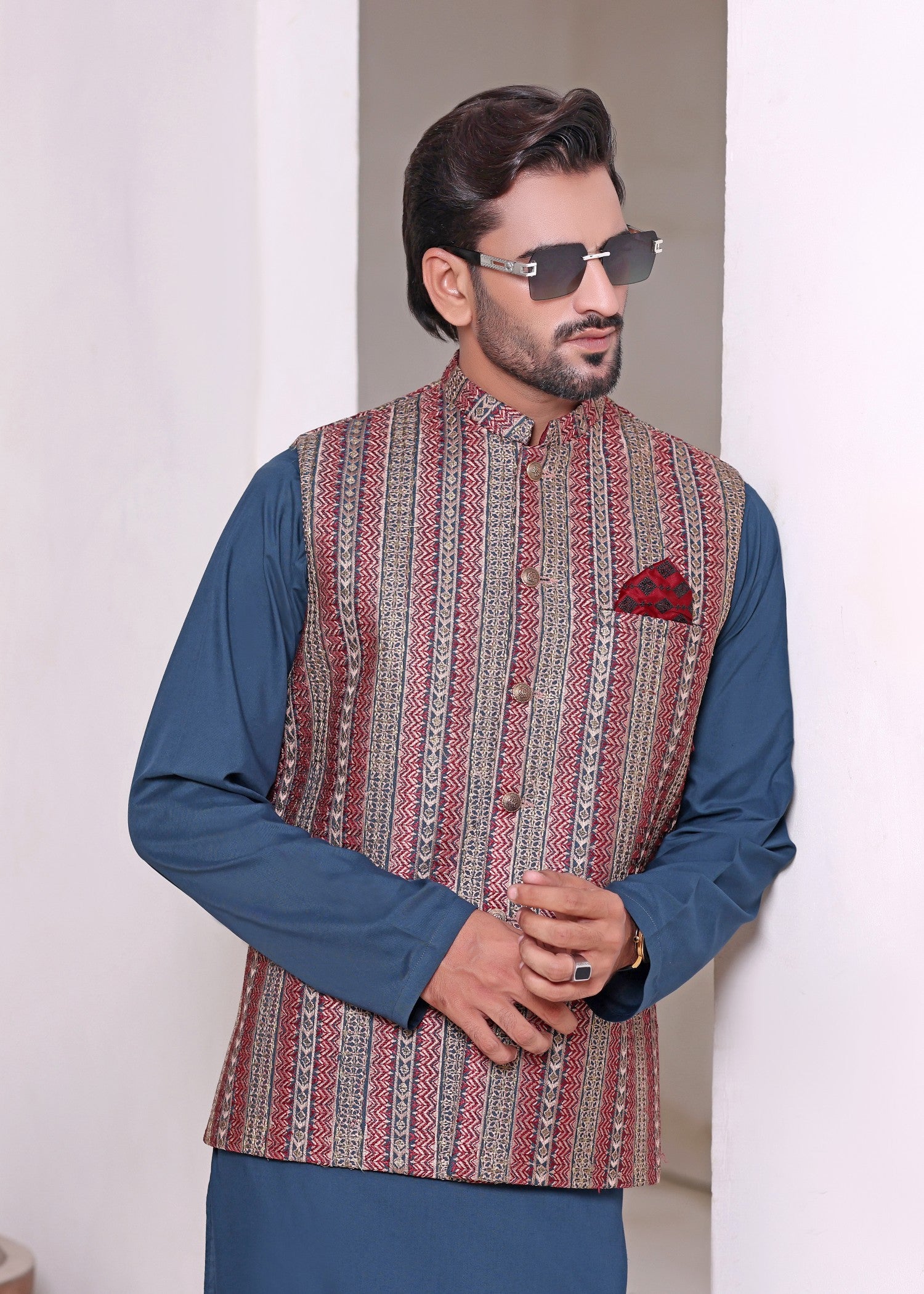 jamawar Waistcoat in Multi