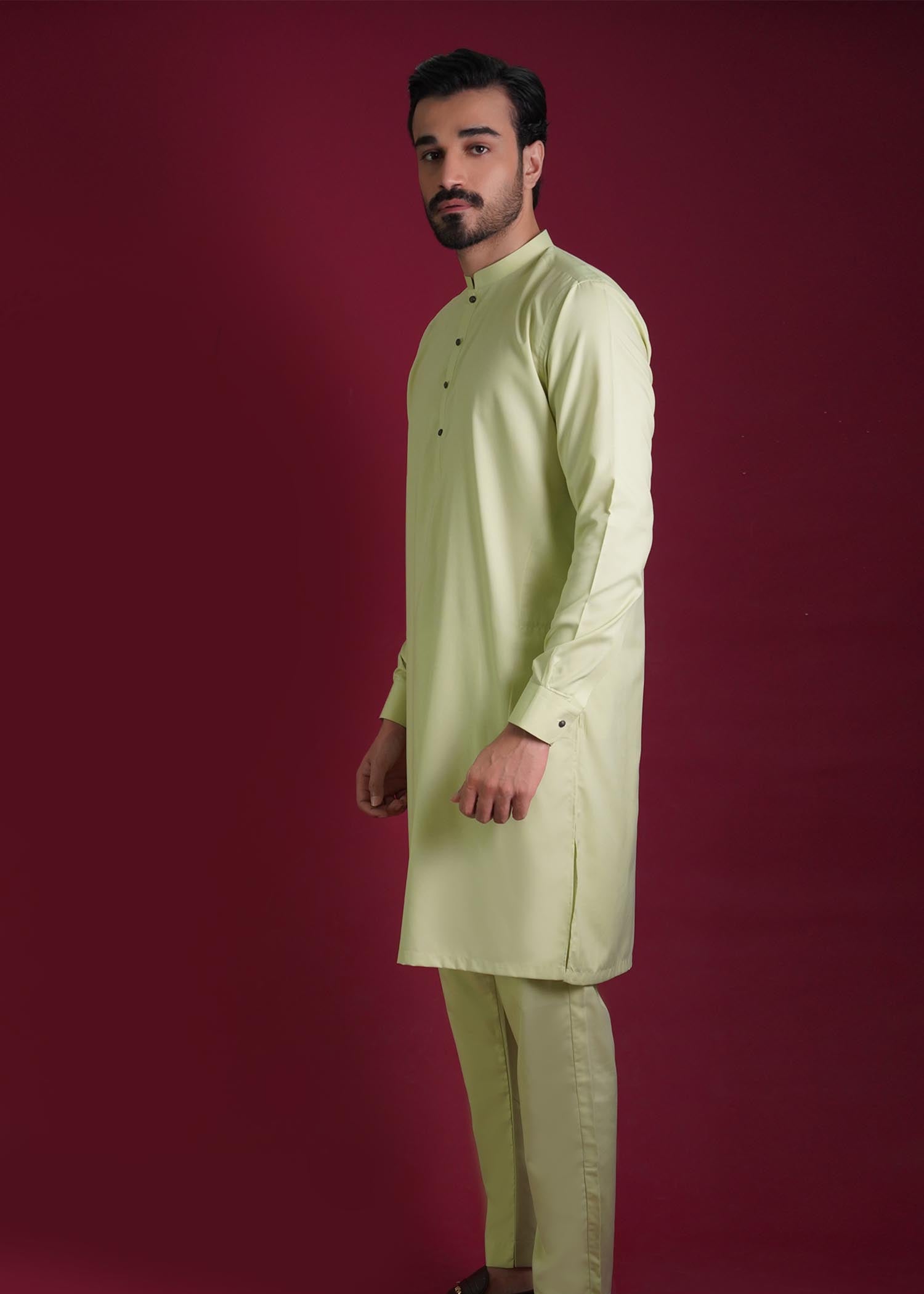 raw silk Waistcoat in Pistachio green