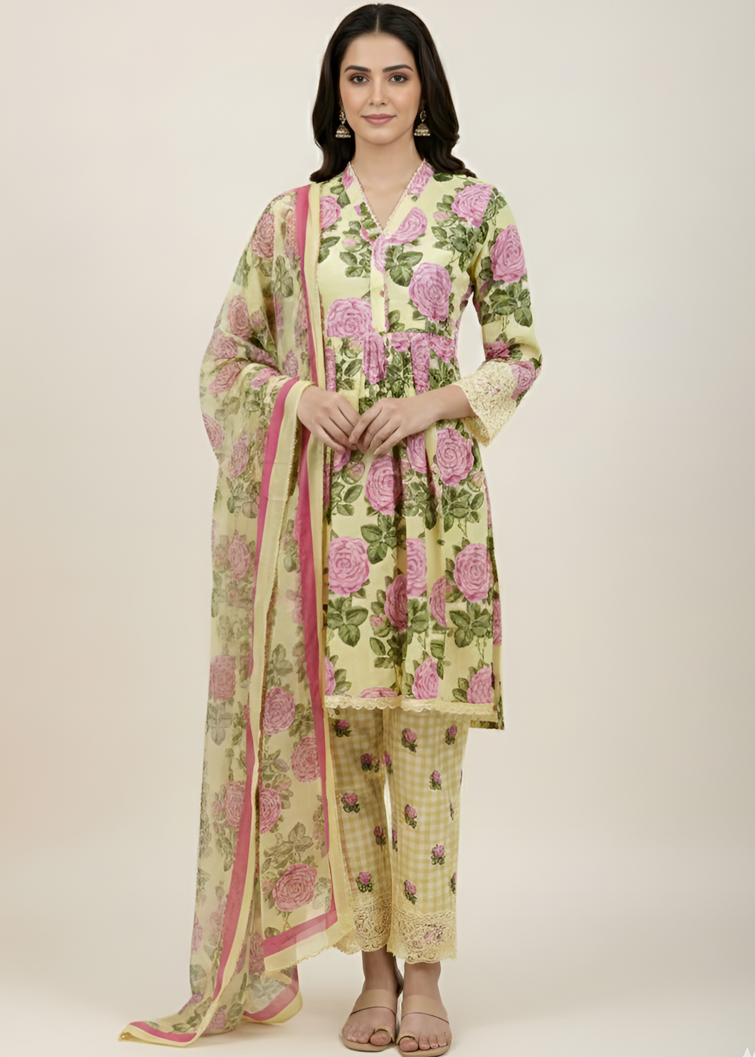 lawn Unstitched in Pale yellow