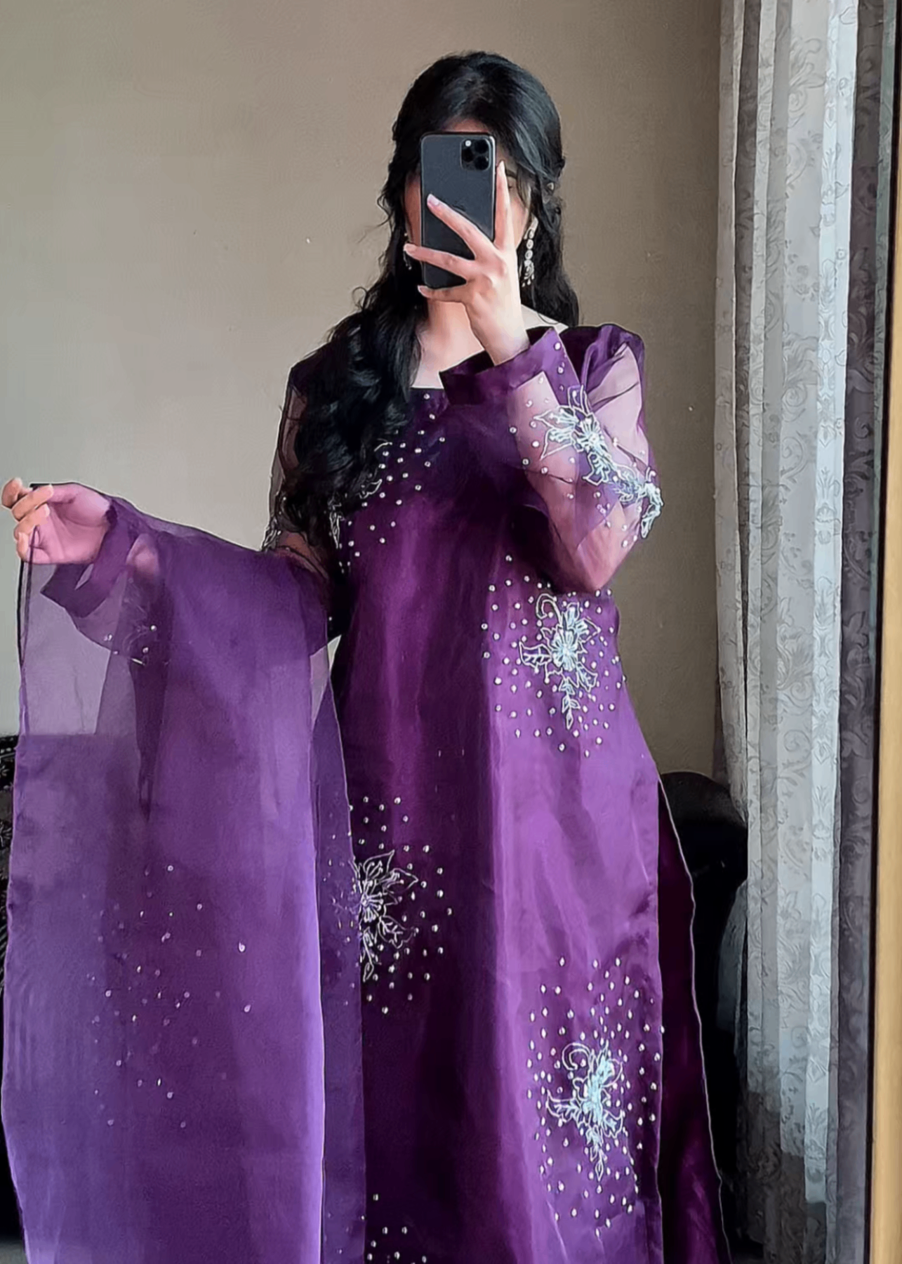 kattan silk Kurta Set in Plum purple