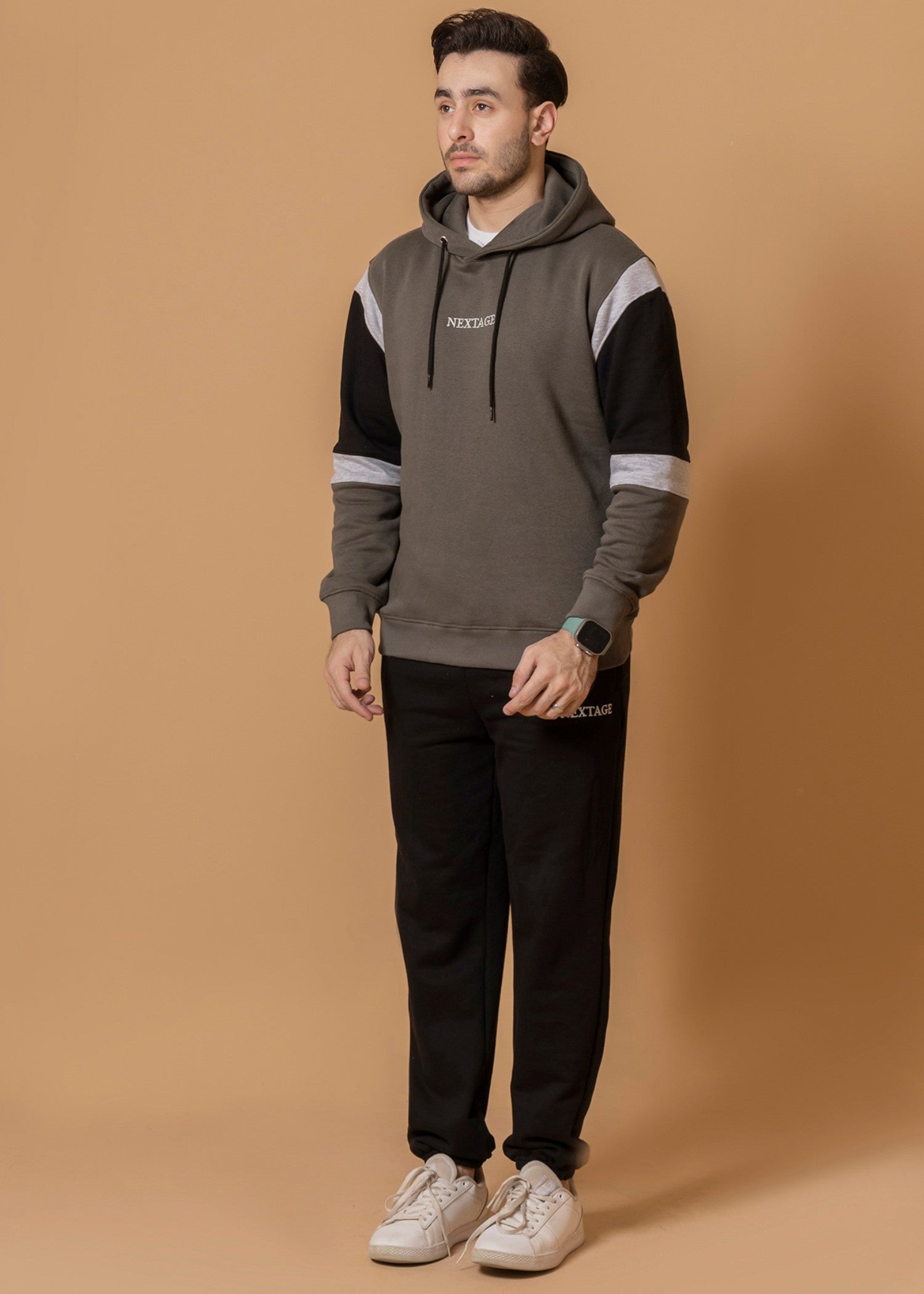 fleece Tracksuit in Olive green, black