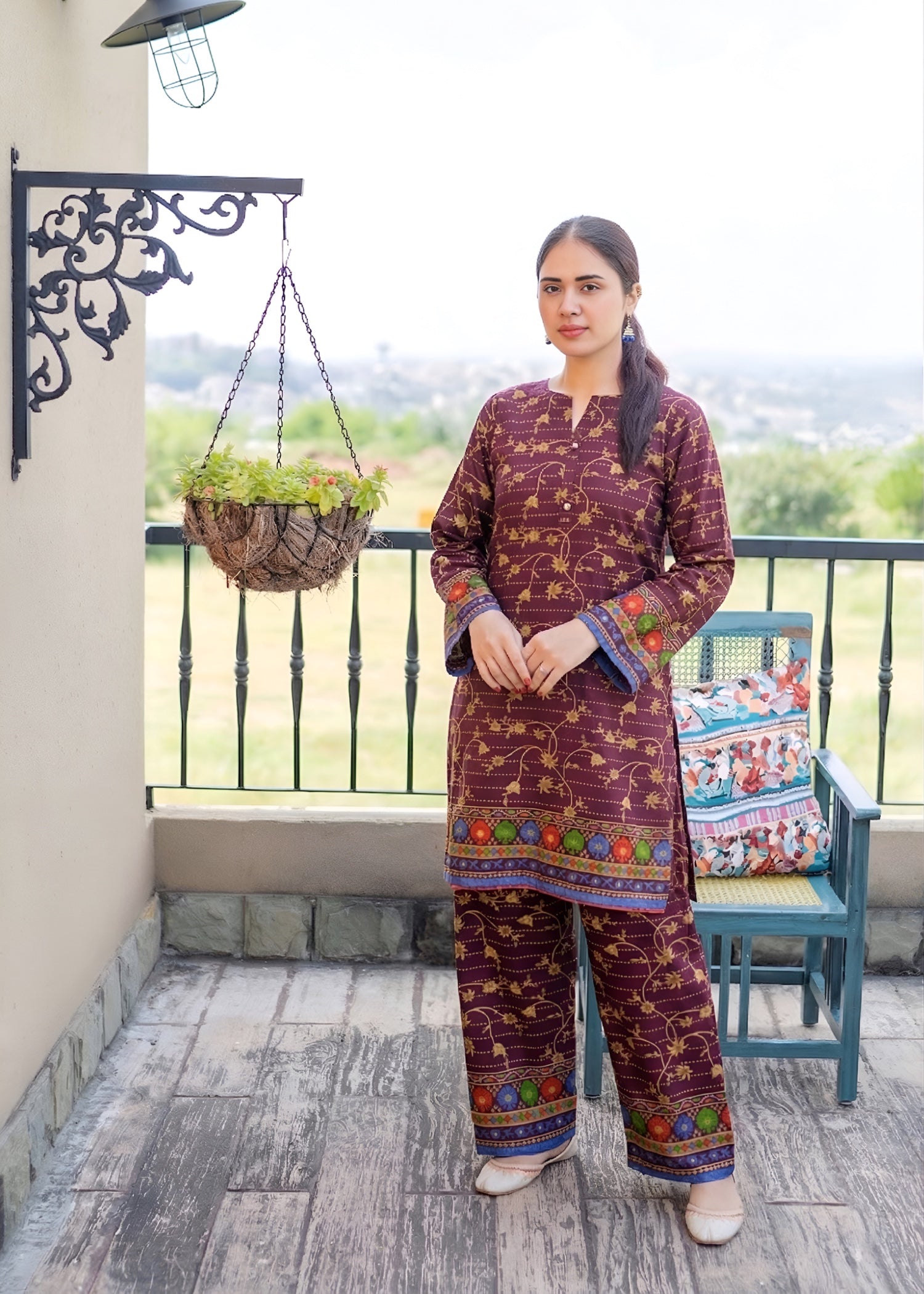 lawn Co Ord Sets in Plum purple