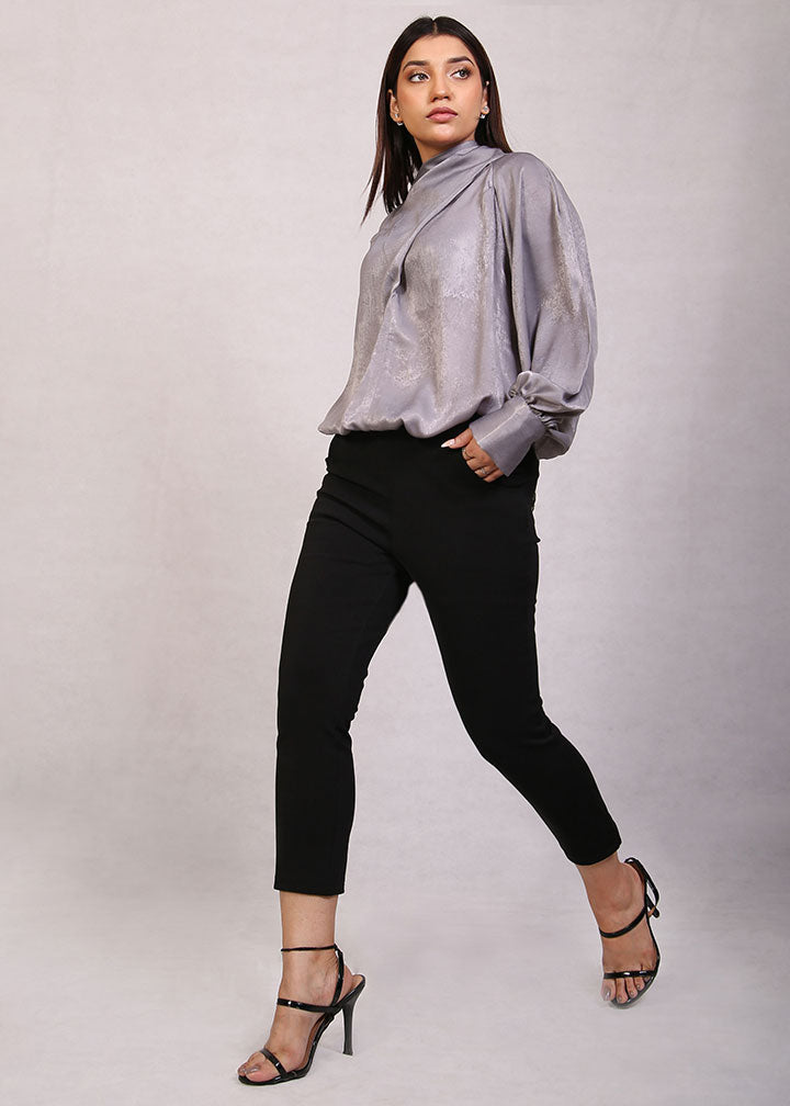 velvet Blouse in Grey