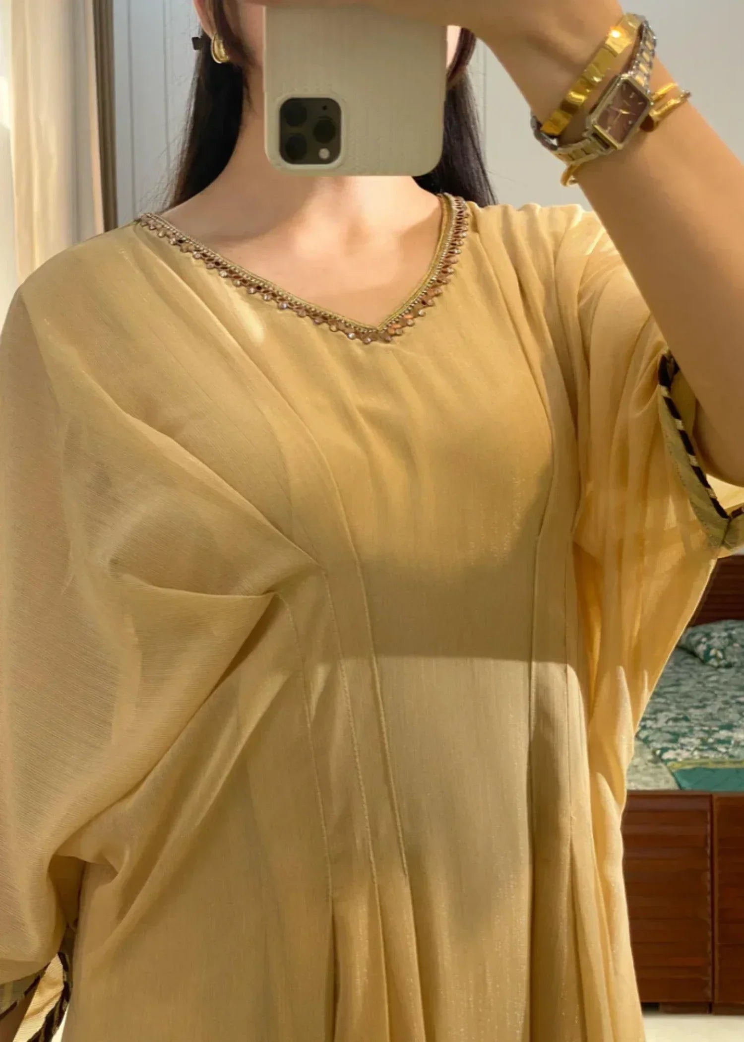 net Kaftan in Gold