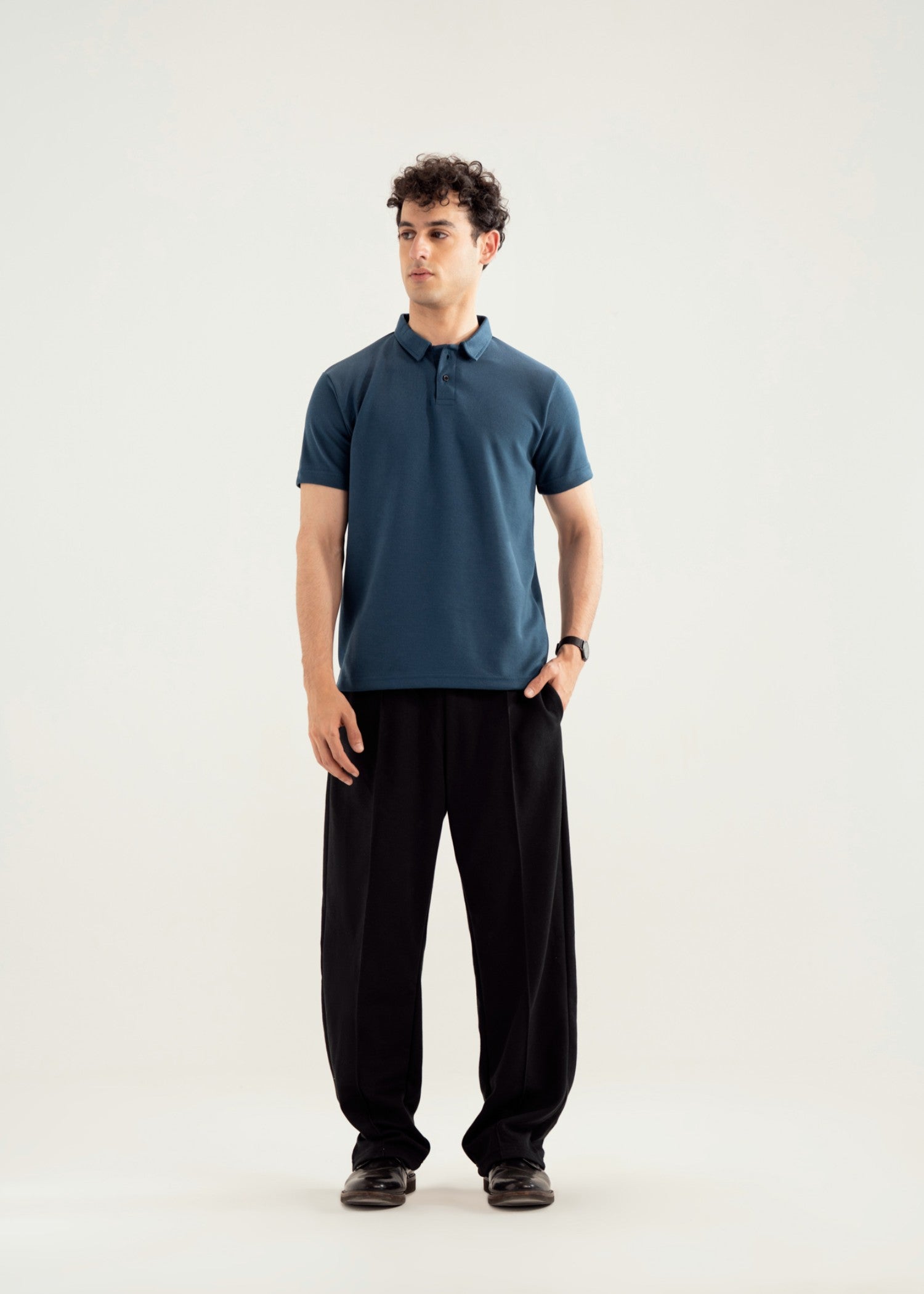 interlock knit Polo Shirt in Teal