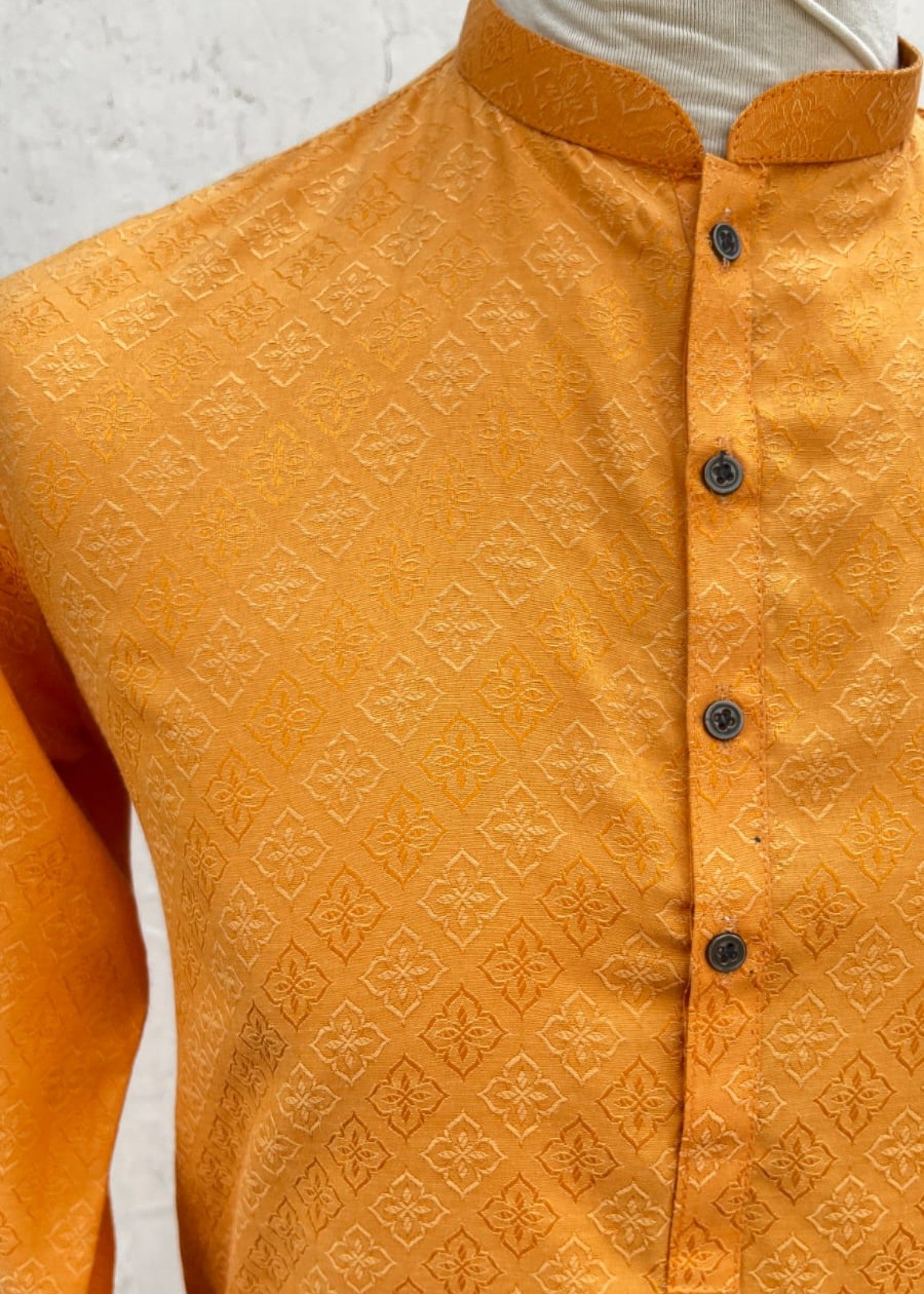 cotton jamawar Kurta in Mustard, yellow