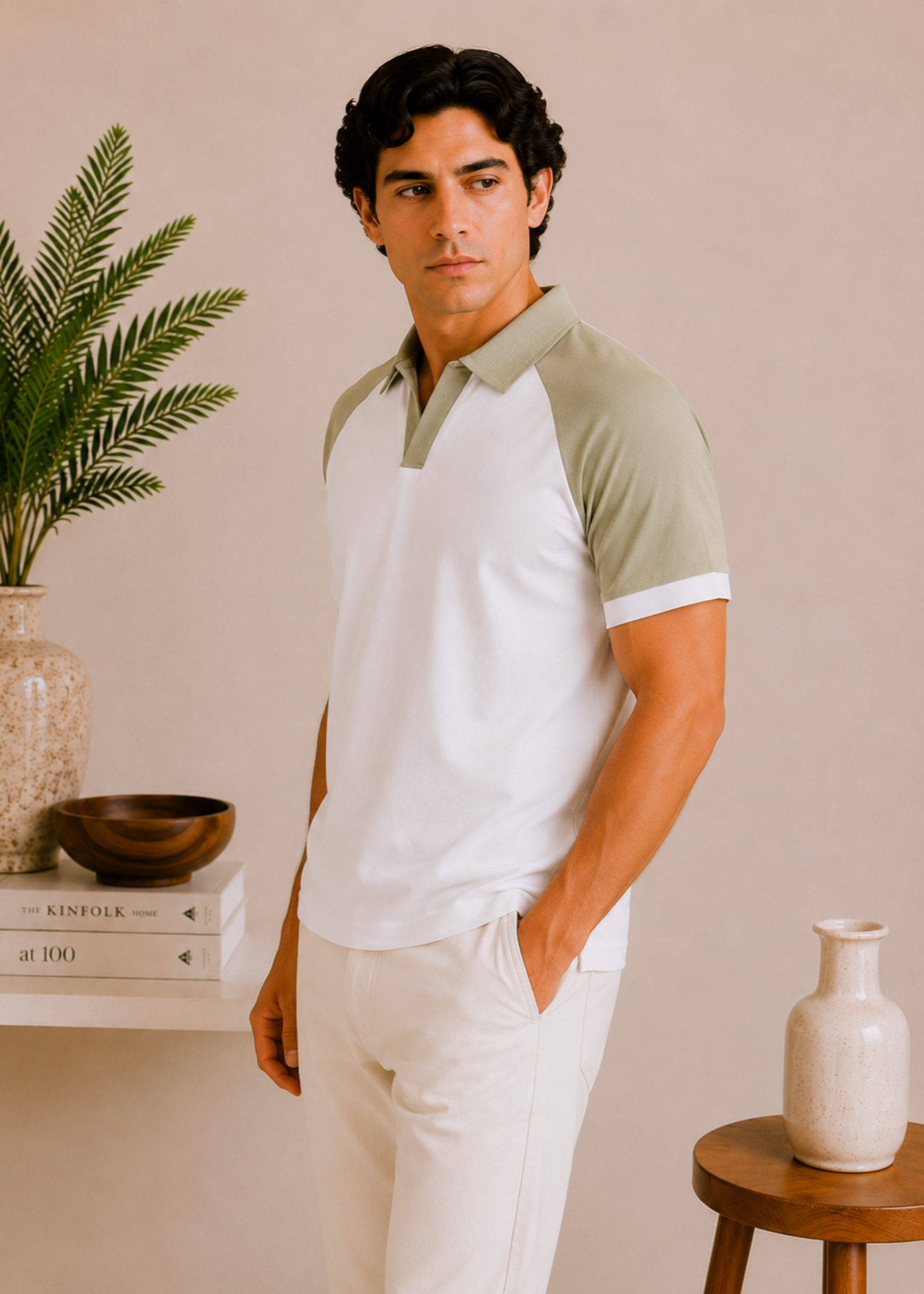 cotton pique Polo Shirt in Mint green, white