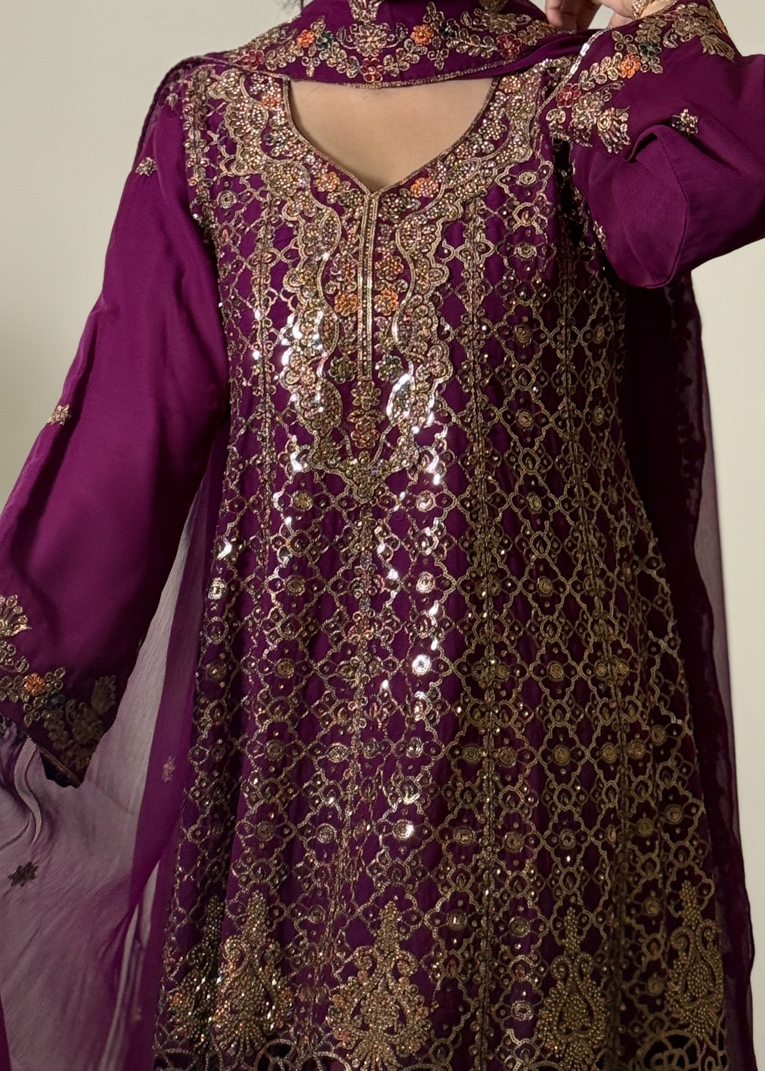 chiffon Short Frock in Purple