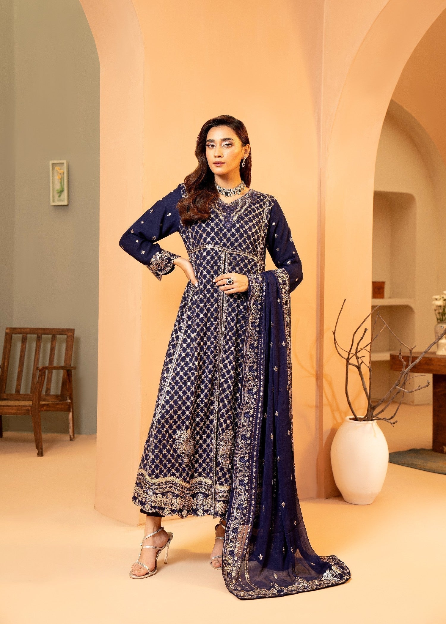 chiffon Maxi in Dark blue