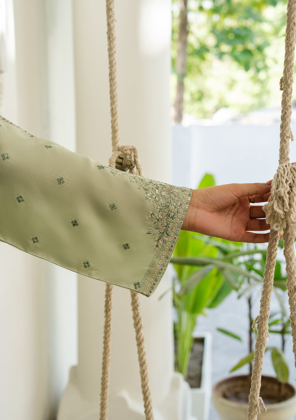 viscose Kurta Set in Pistachio green