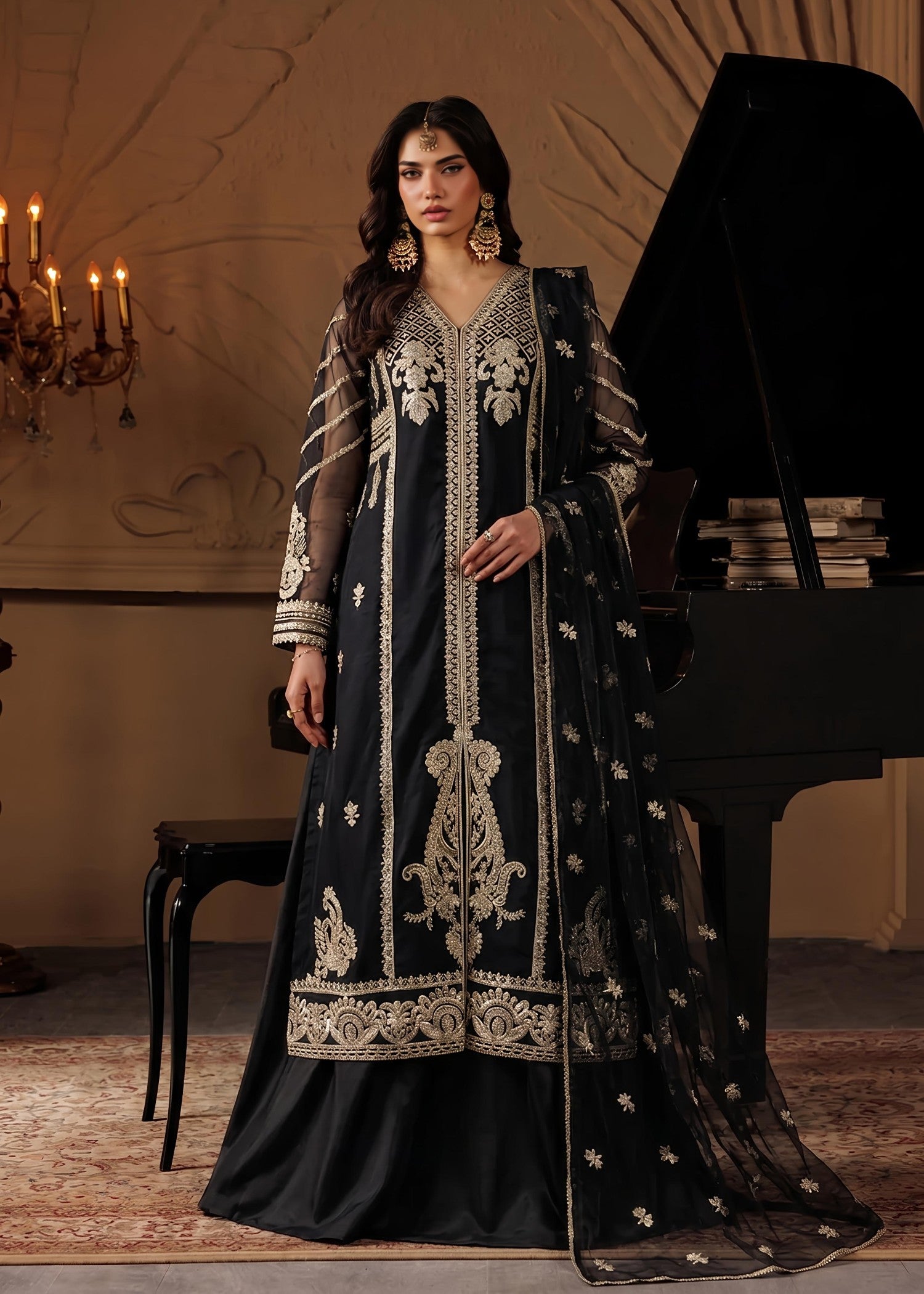 net Sharara in Jet black