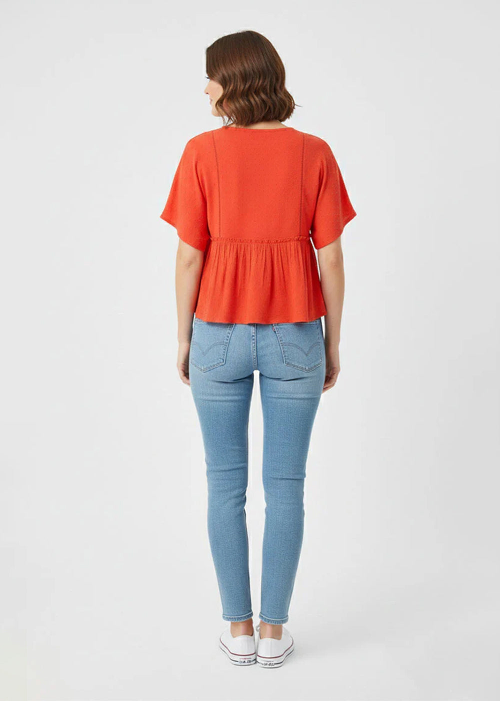 polyester Top in Chili red