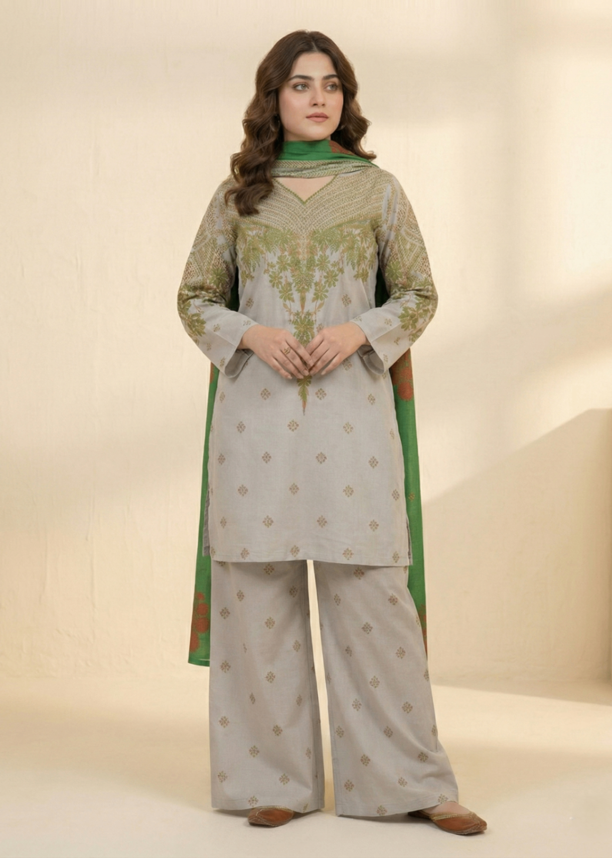 suiting Kurta Set in Grey