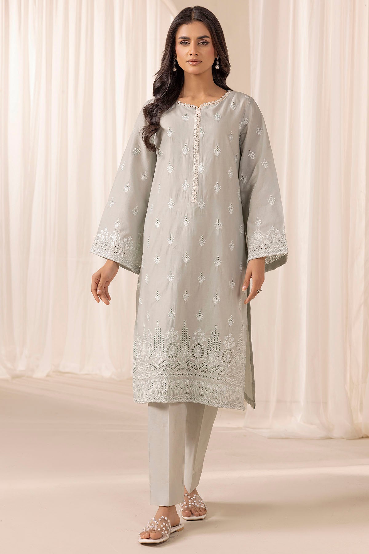 cambric Kurti in Grey