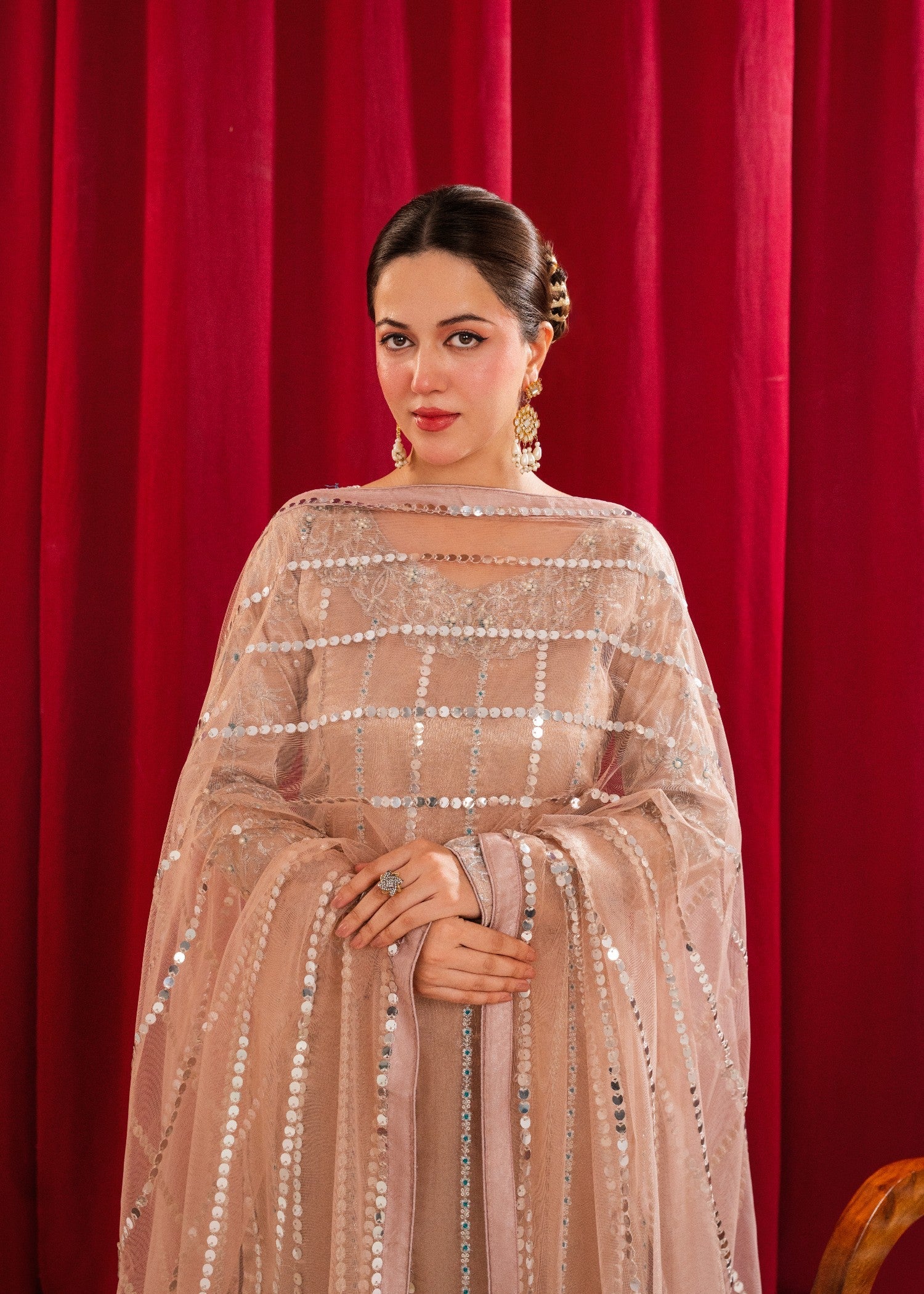 zari masuri Kurta Set in Rose pink