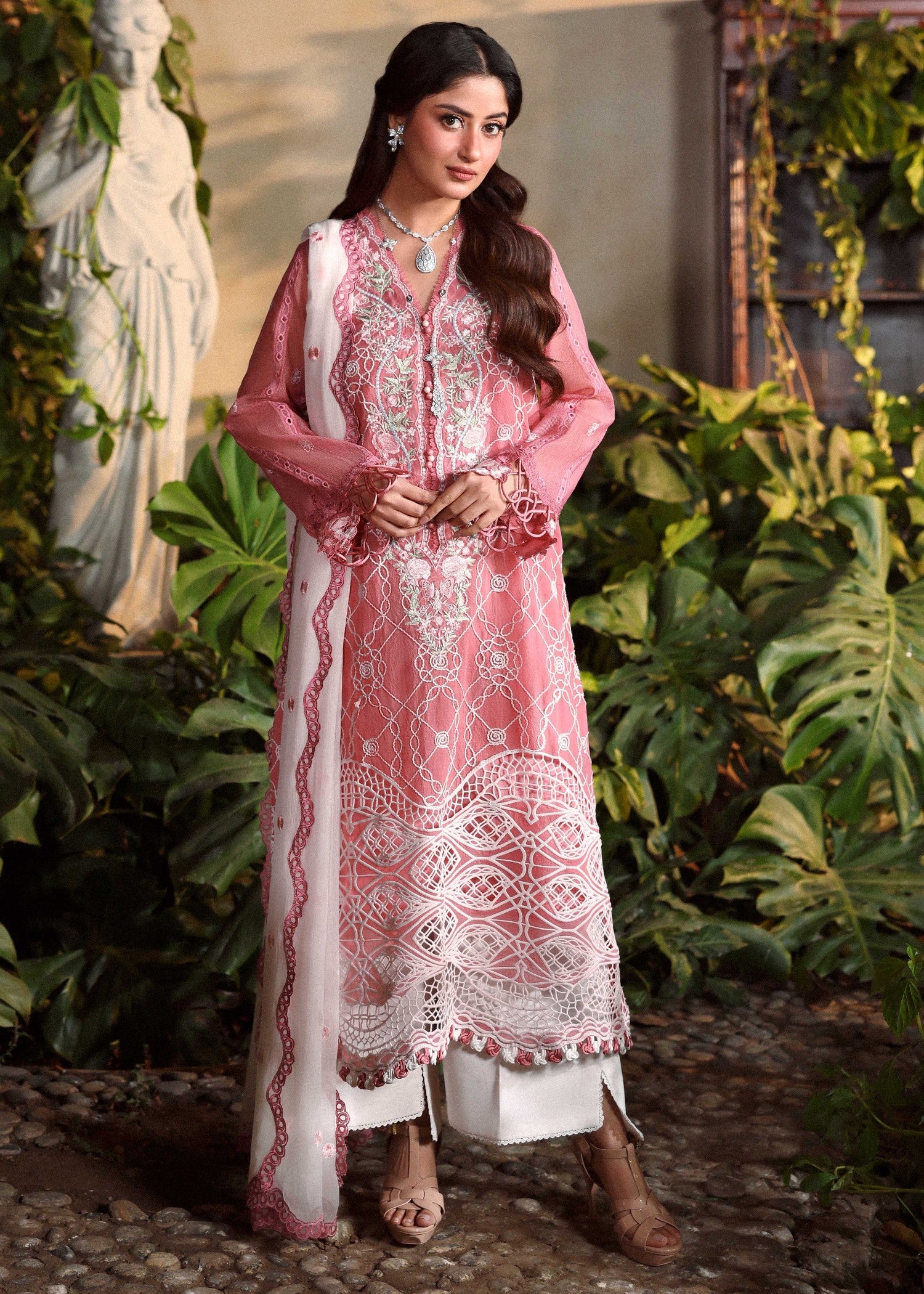 swiss voil Unstitched in Tea rose pink