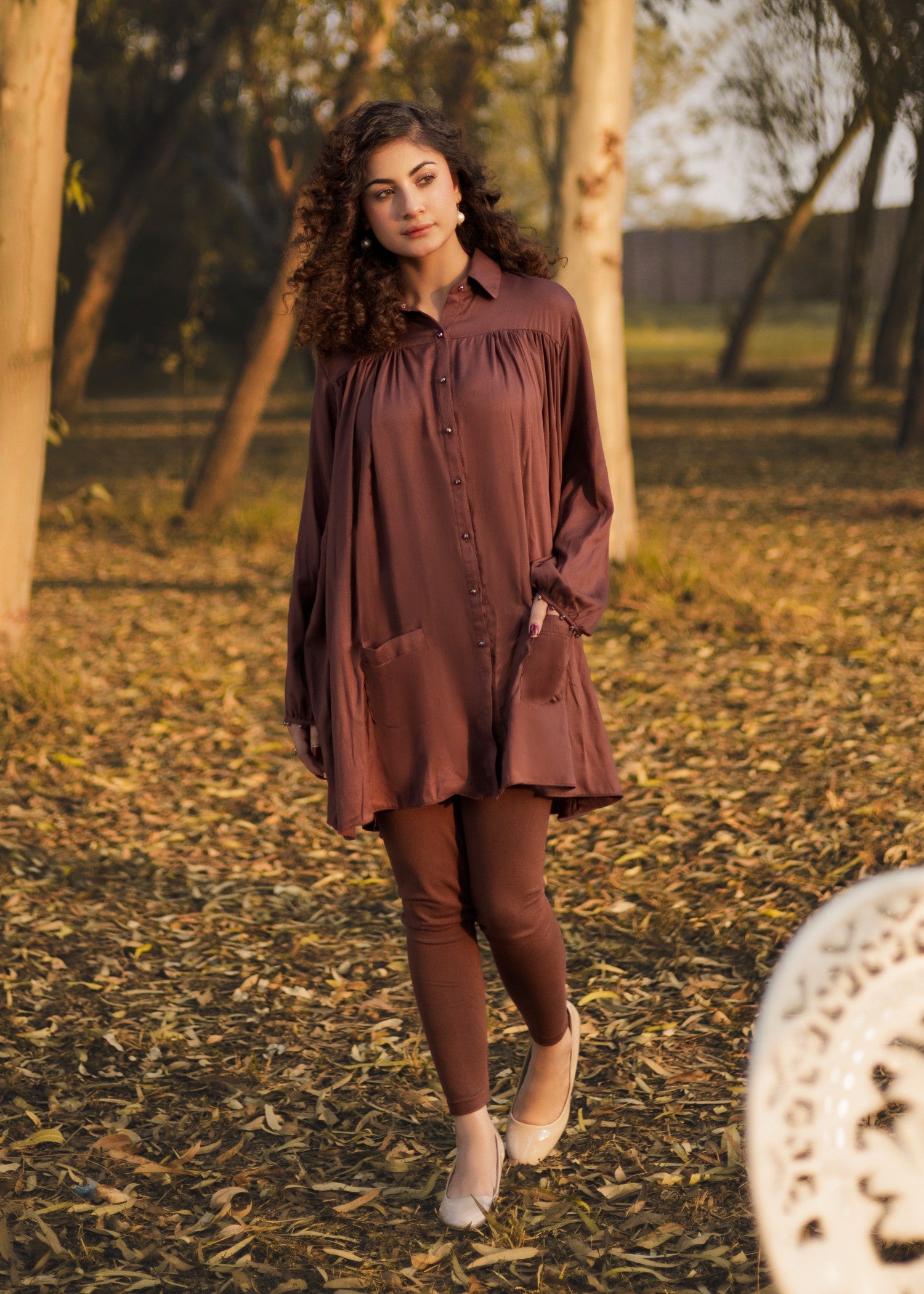 pure marina Tunic in Chocolate brown