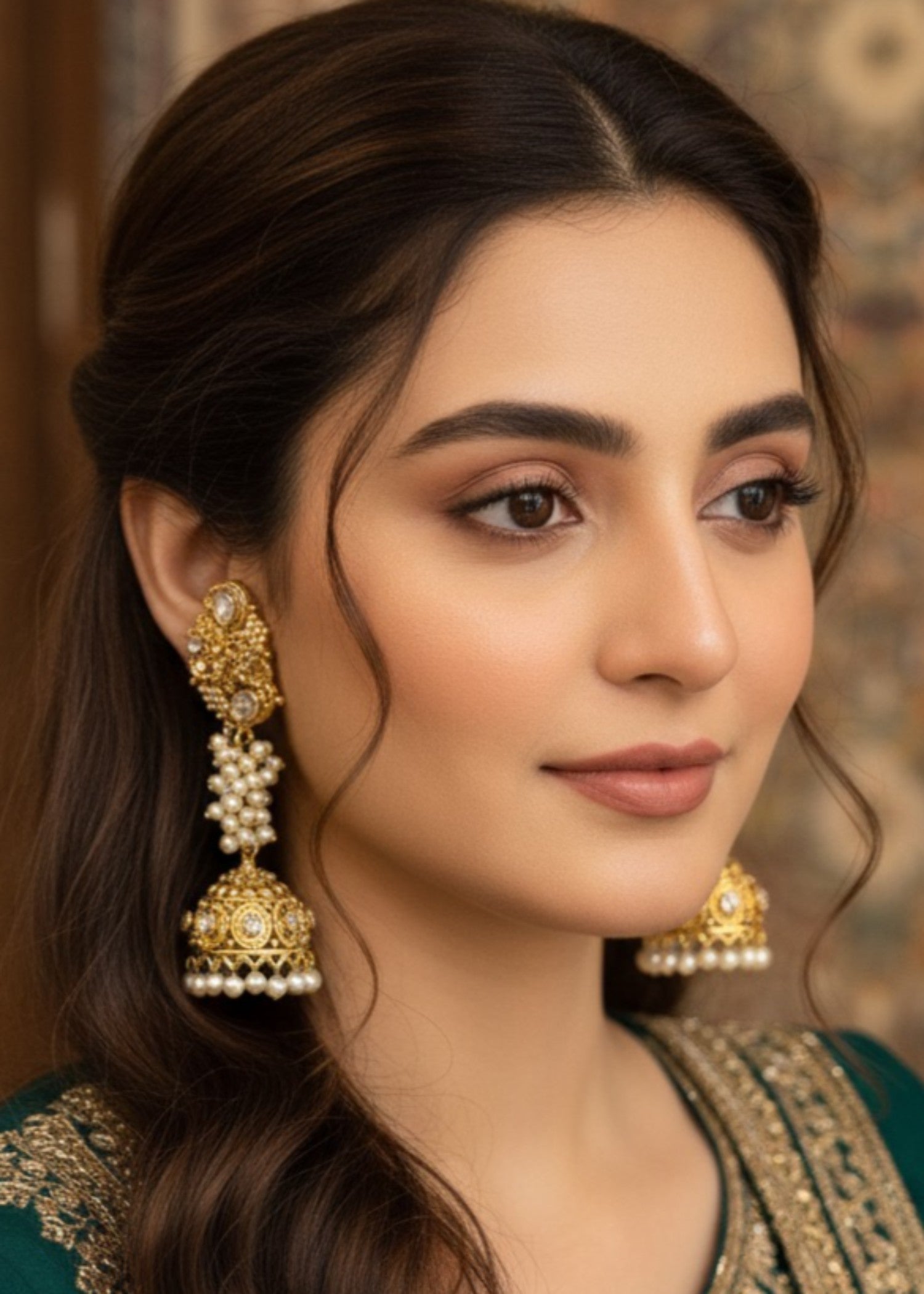 Earrings in Gold Color by - Trendy Women Earrings PBK2884