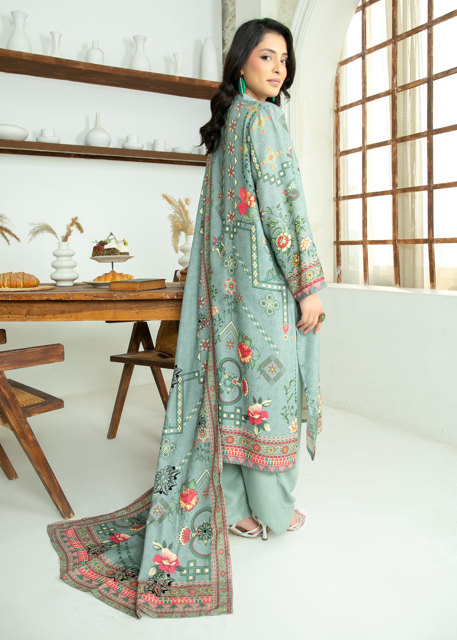 karandi Unstitched in Parrot green