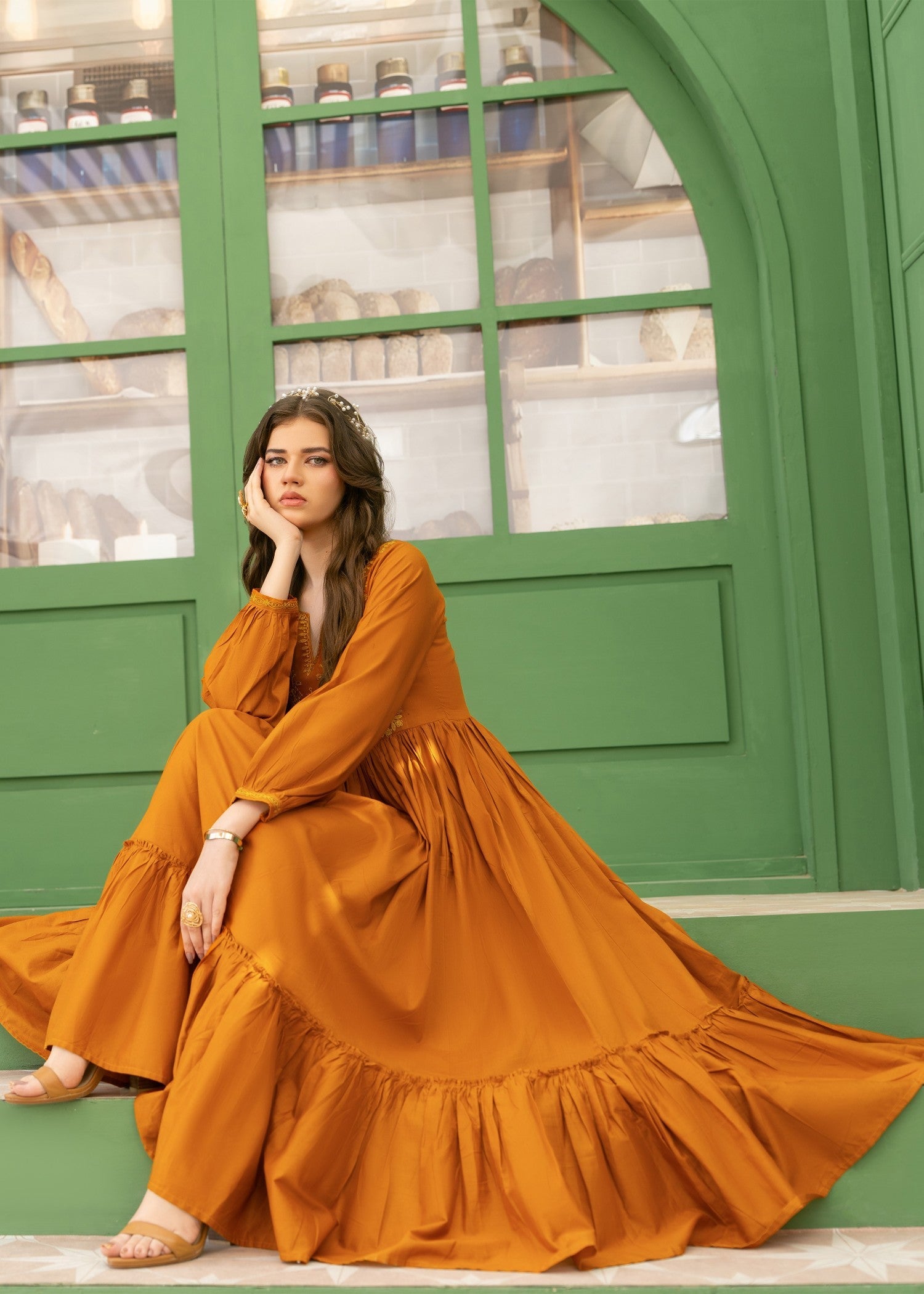 cotton Maxi in Bright orange