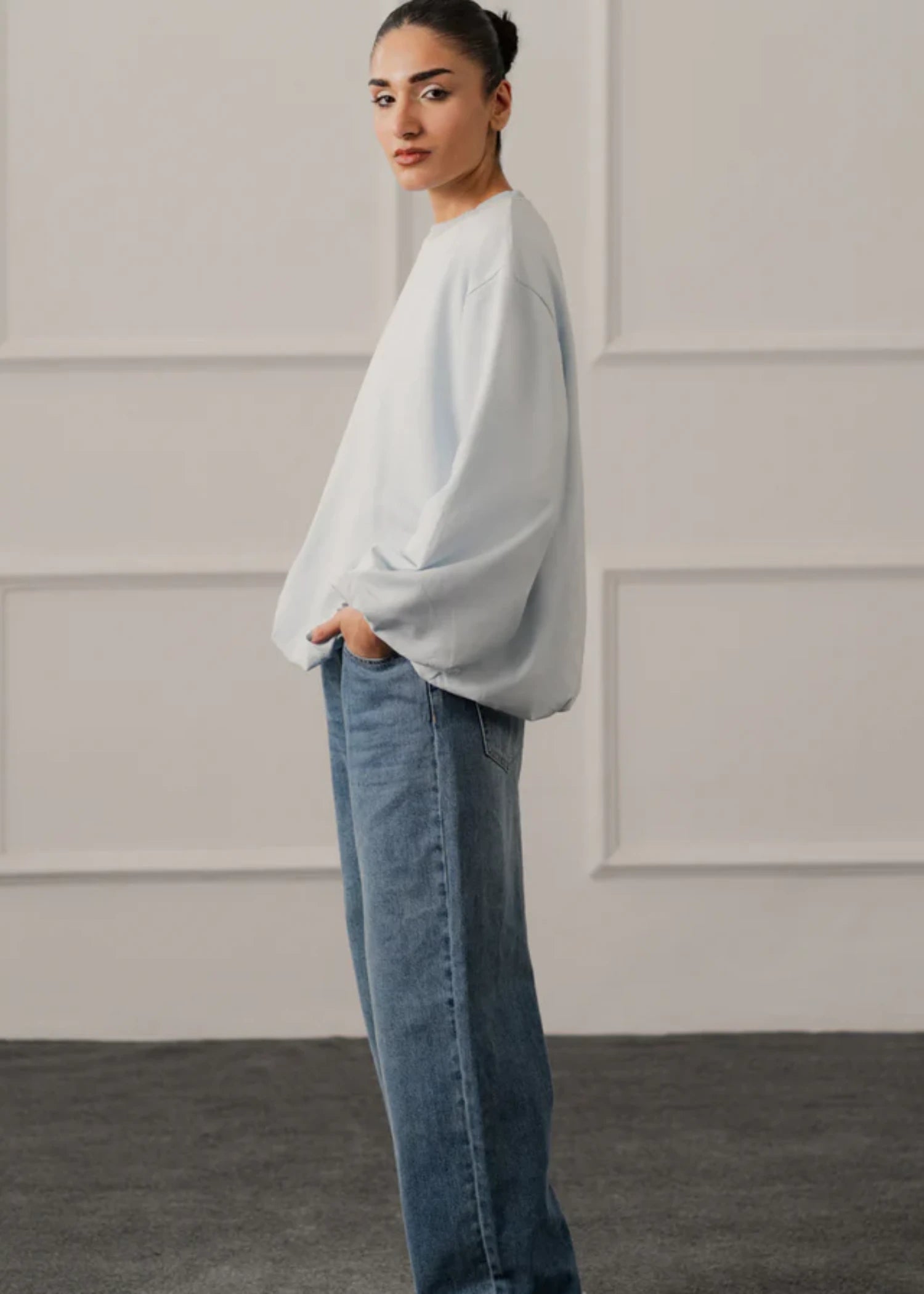 cotton Sweatshirt in Sky blue