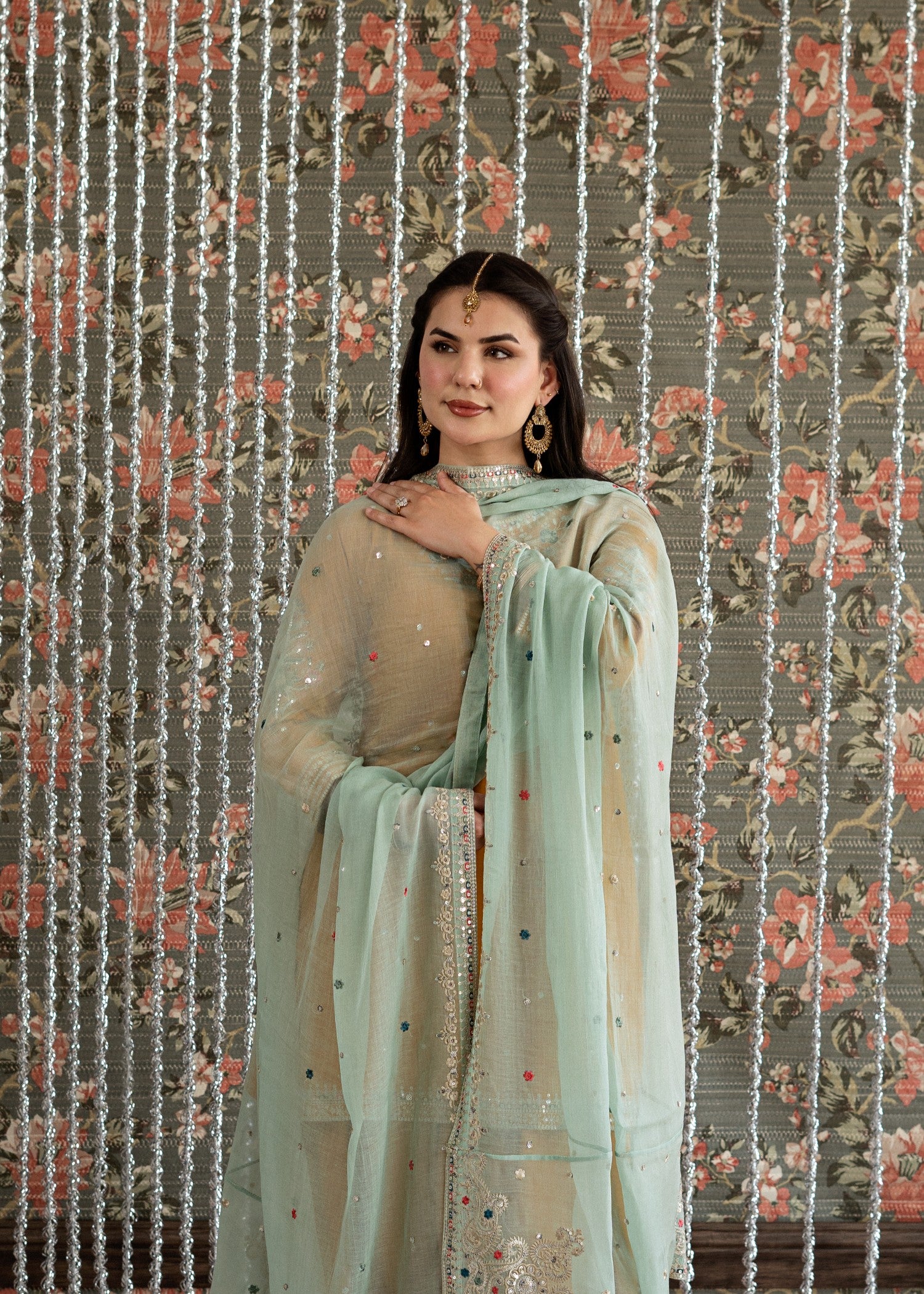 lawn Kurta Set in Coral orange