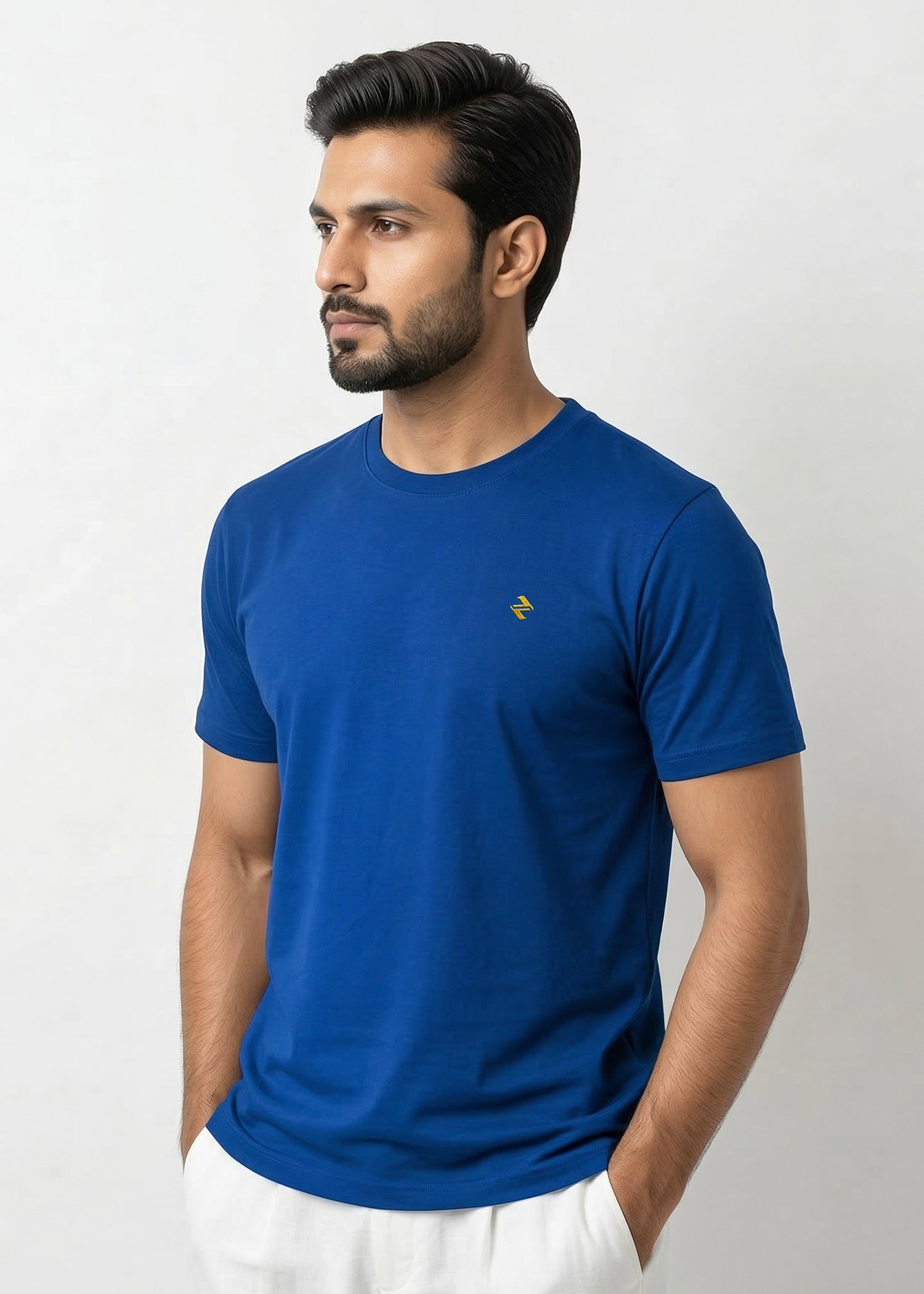cotton jersey T Shirt in Royal blue