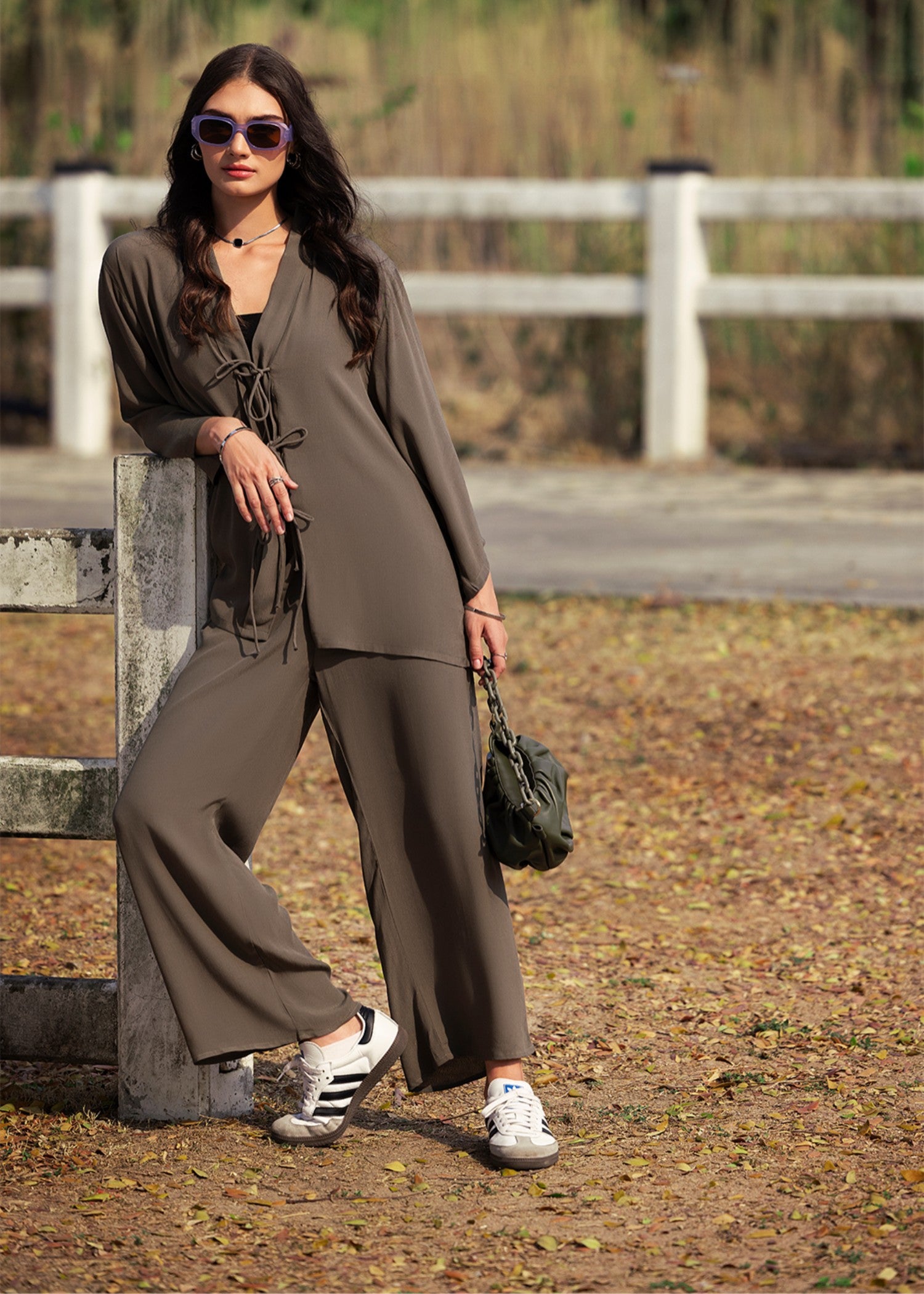 silk grip Co Ord Sets in Olive green