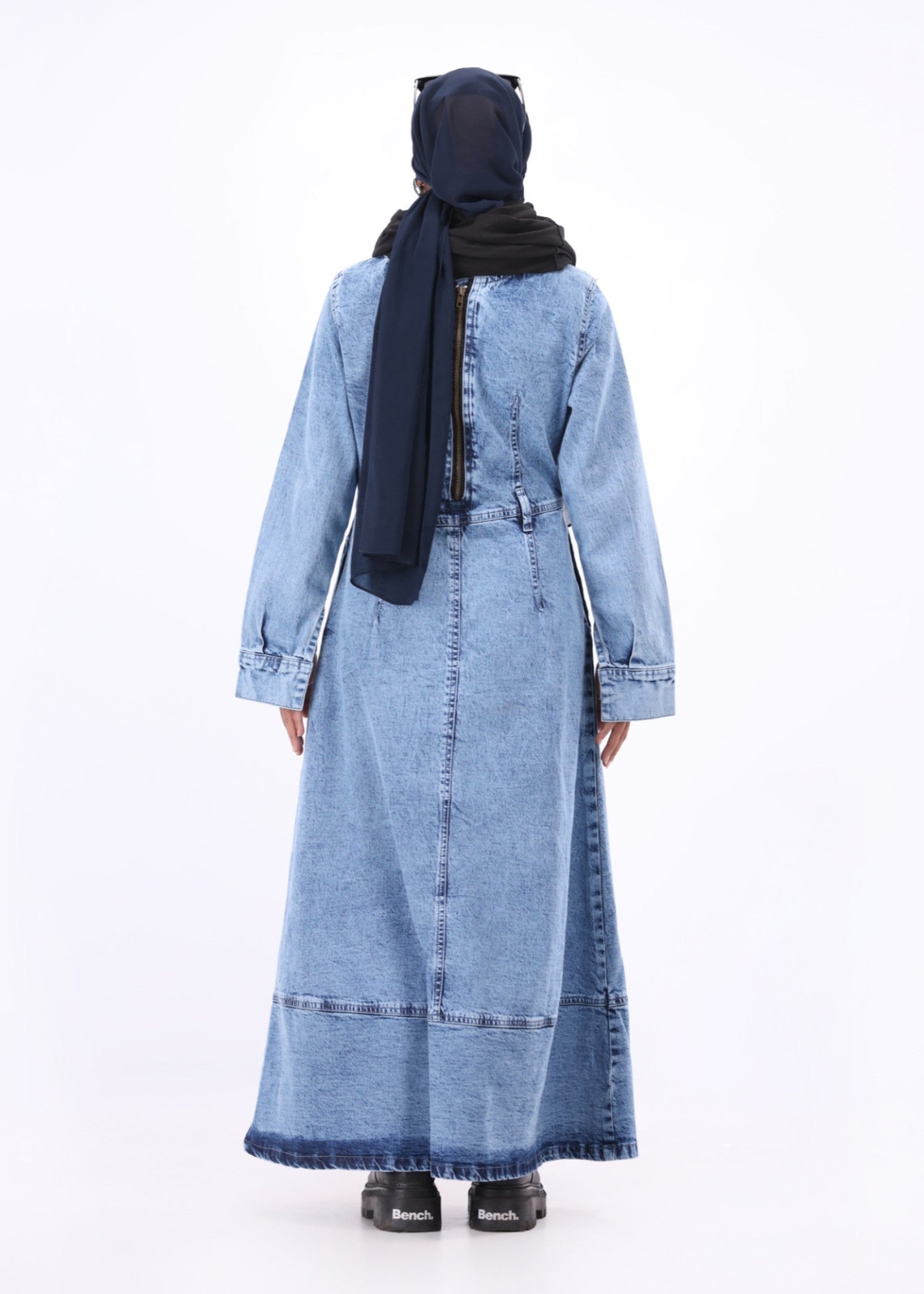 acid-wash denim Dress in Light blue