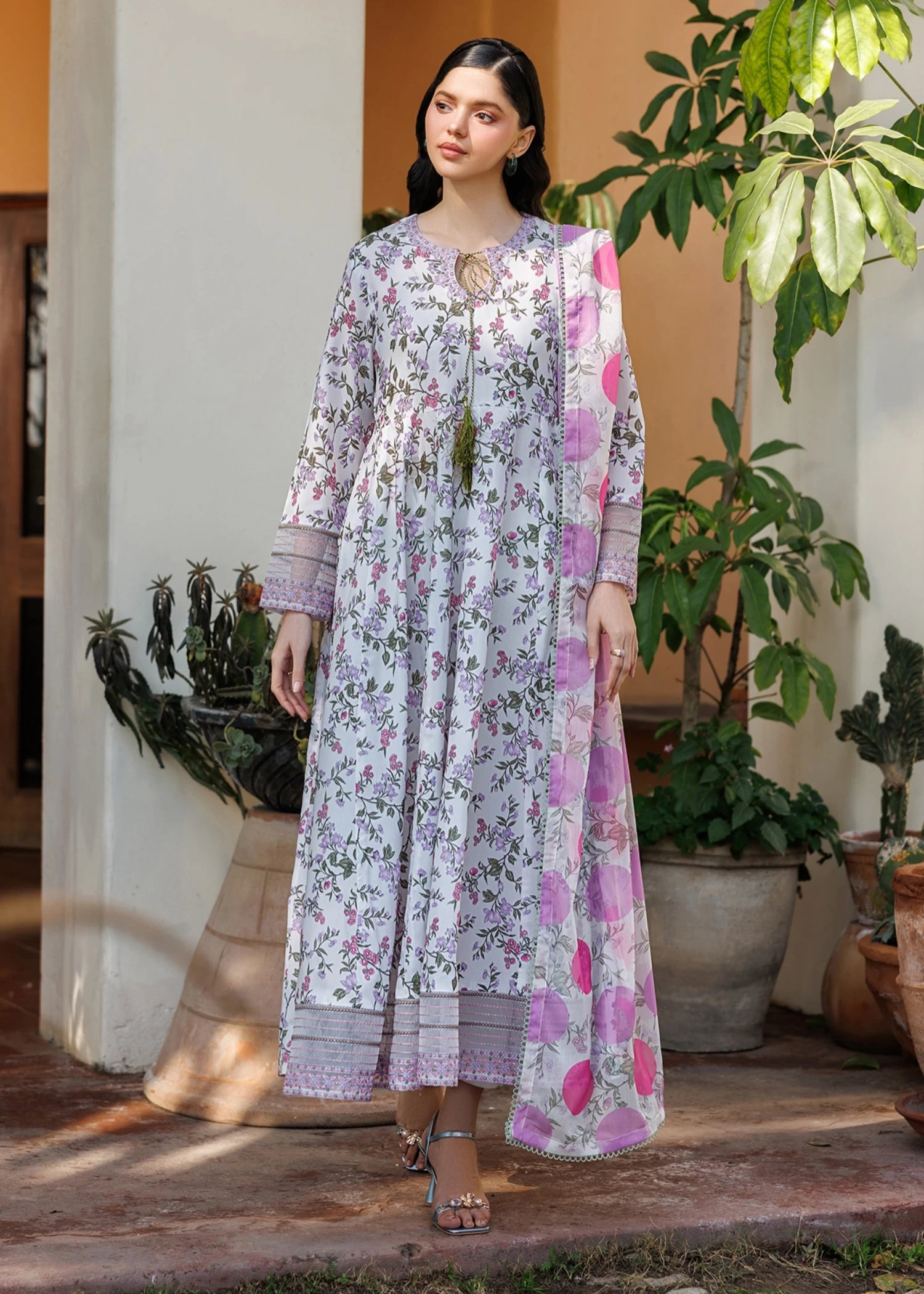 lawn cotton Pishwas in Lavender