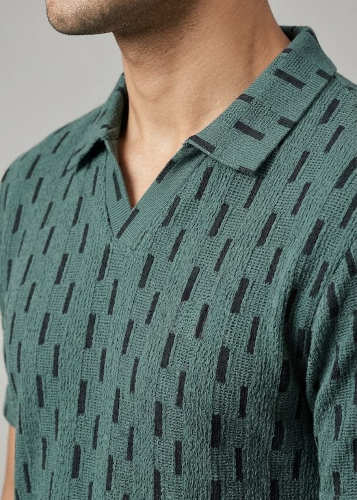 yarn dyed Polo Shirt in Green