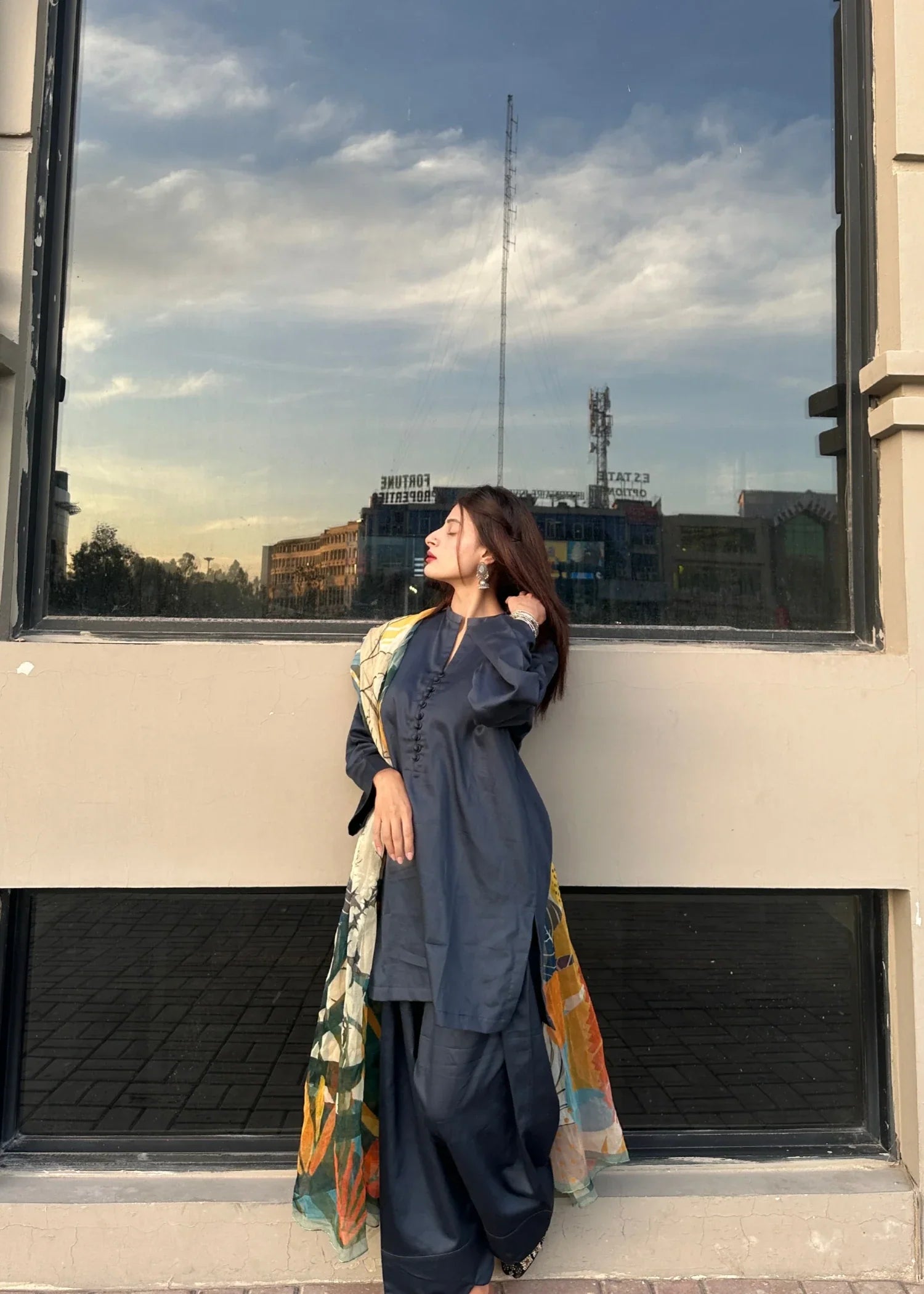 cotton satin Co Ord Sets in Yale blue