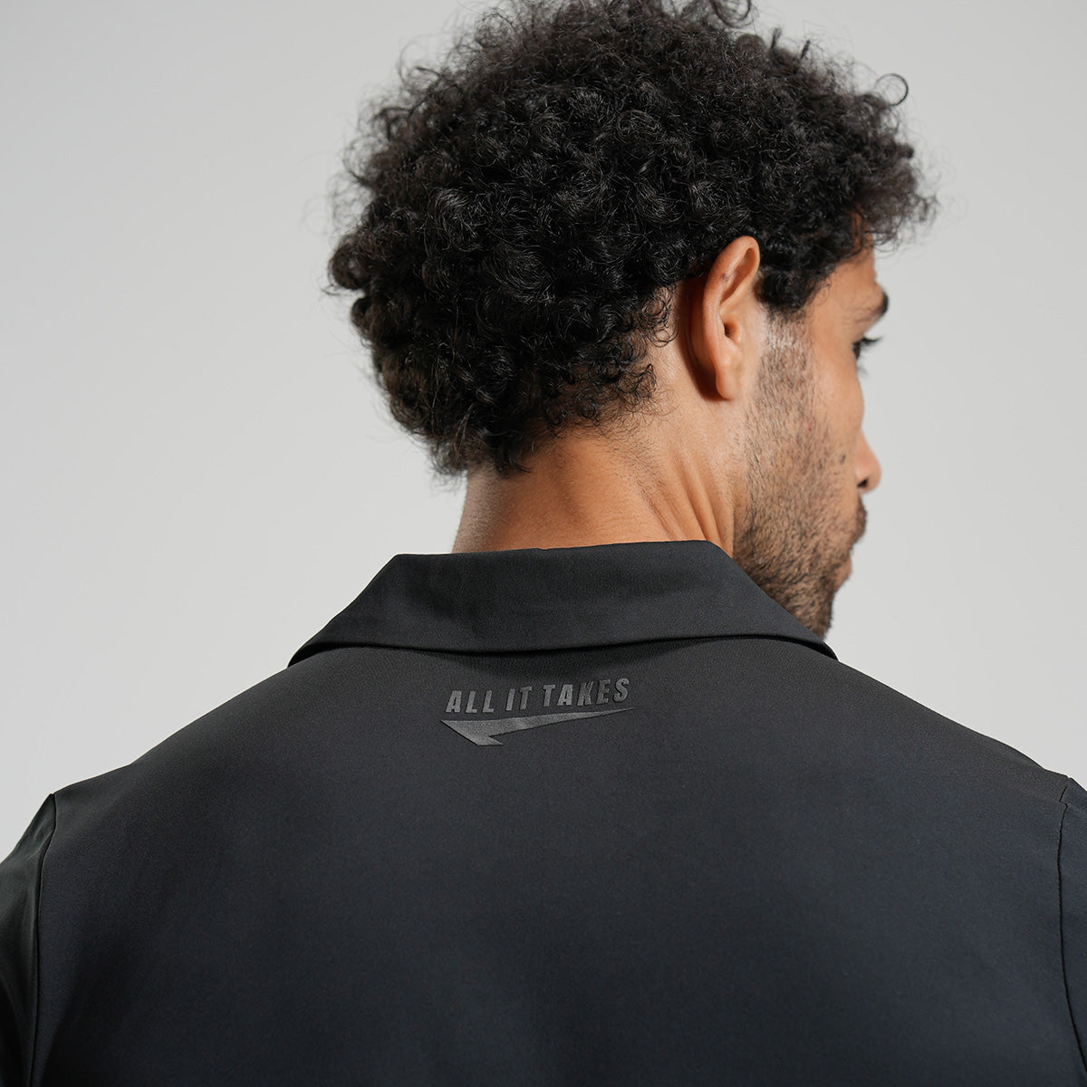 cotton linen Polo Shirt in Jet black