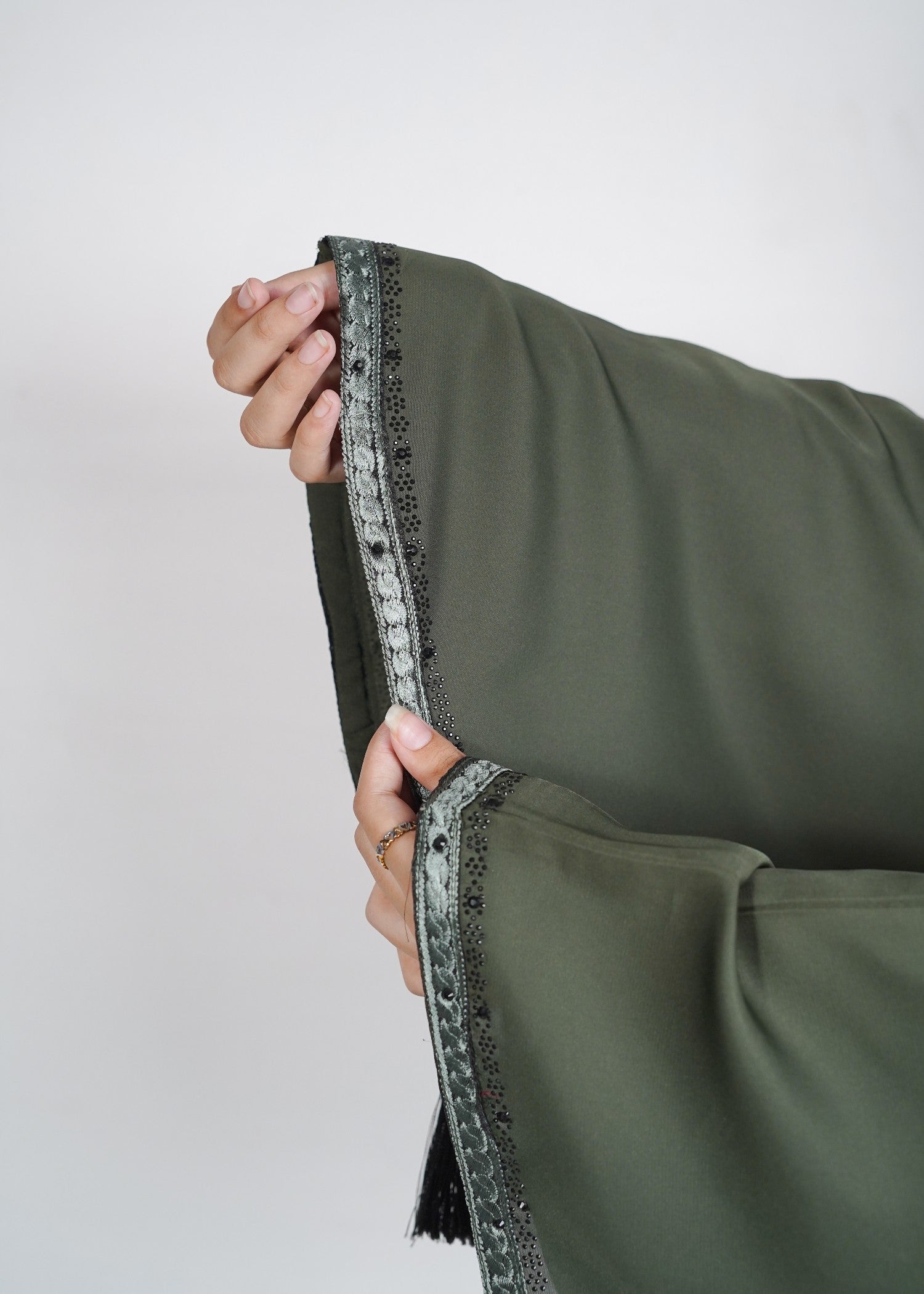 georgette silk Abaya in Olive green