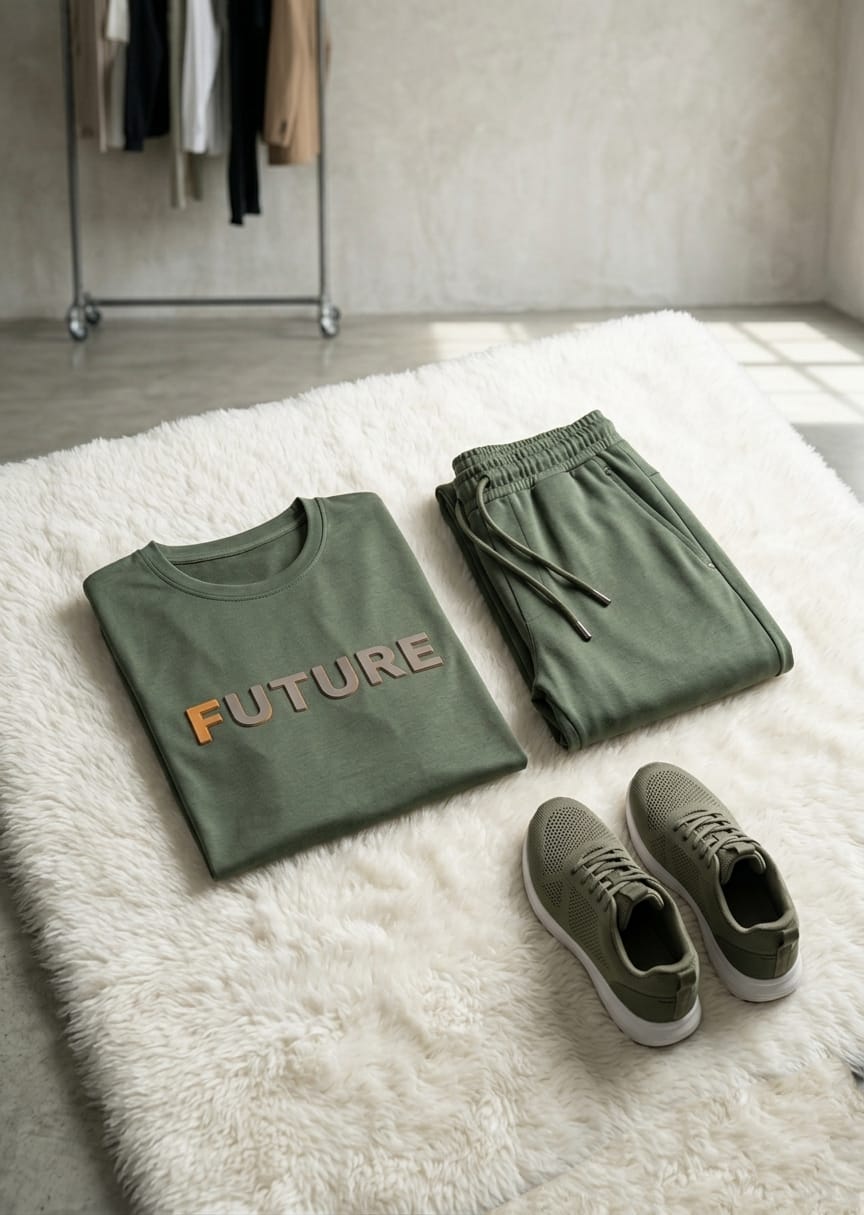 jersey knit Tracksuit in Olive green