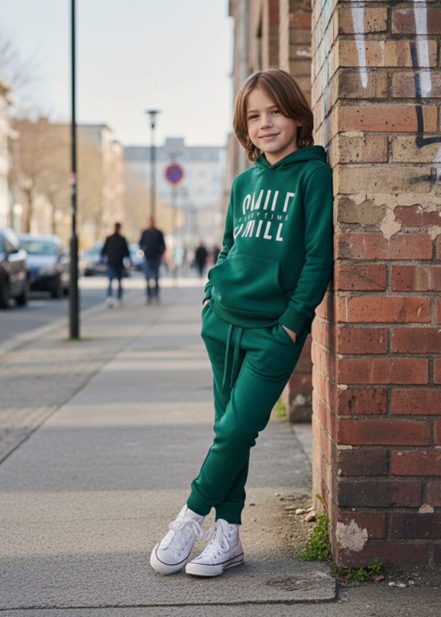 polyester Hoodie in Green