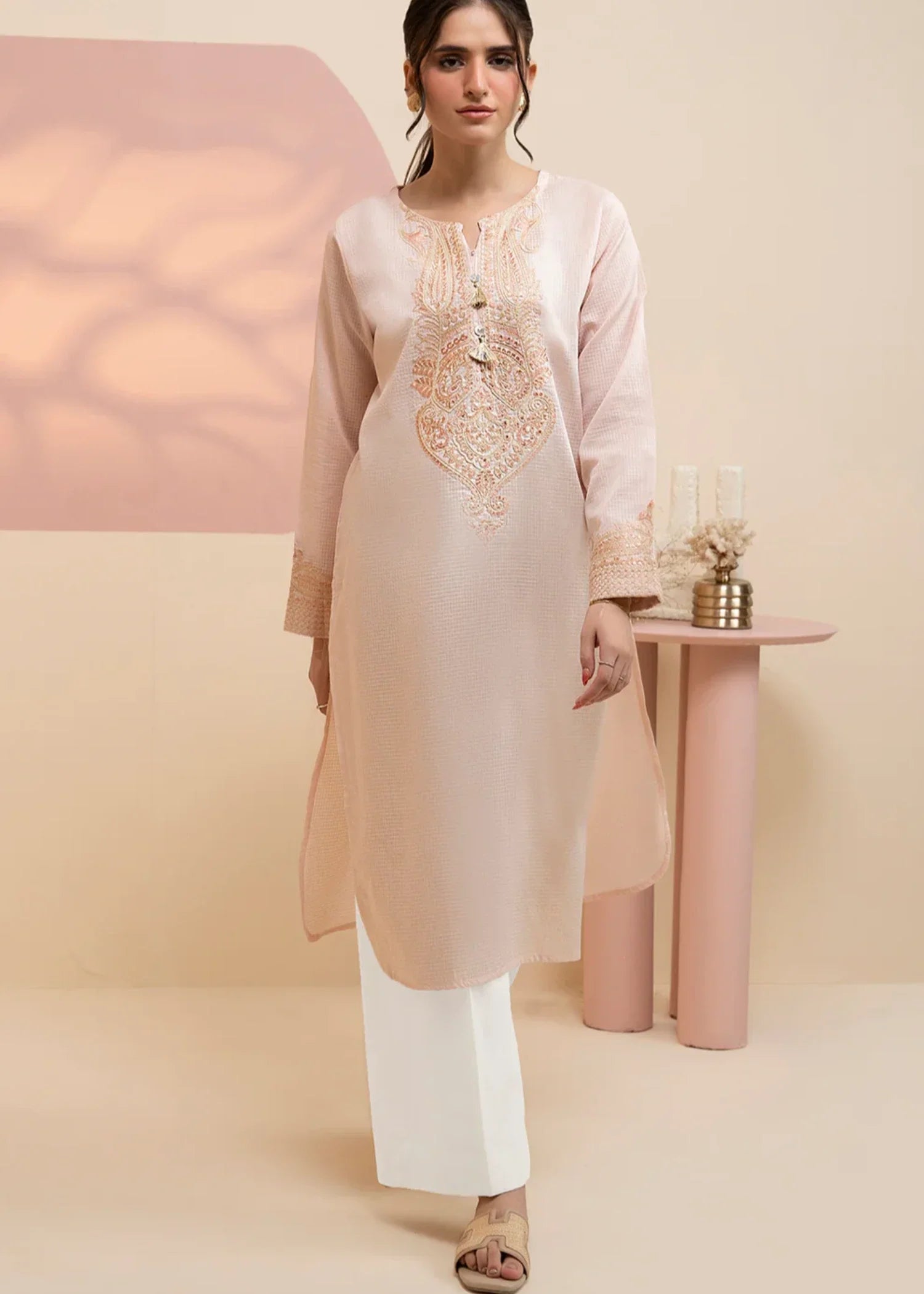 lawn Kurti in Light pink