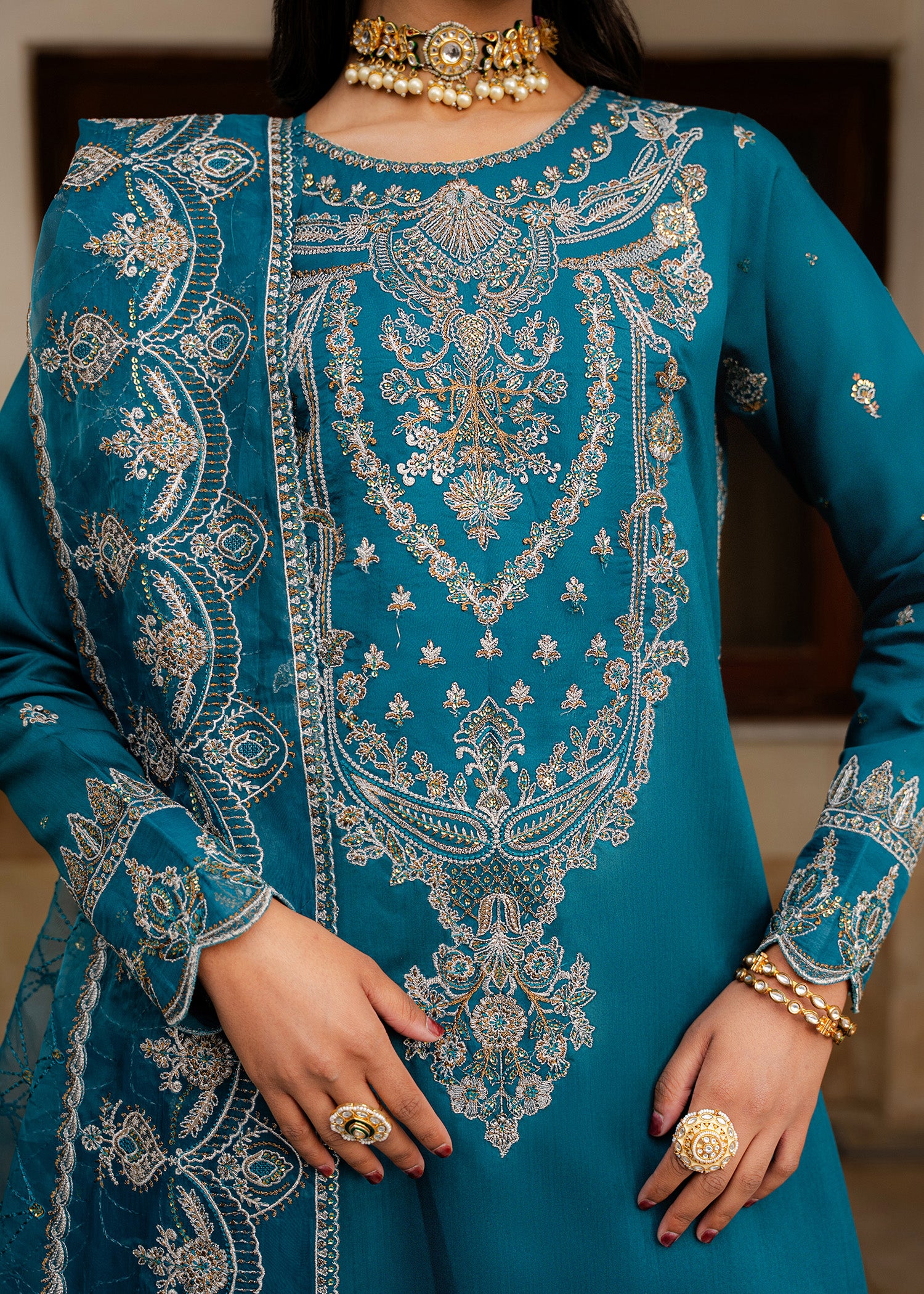 viscose Sharara in Teal