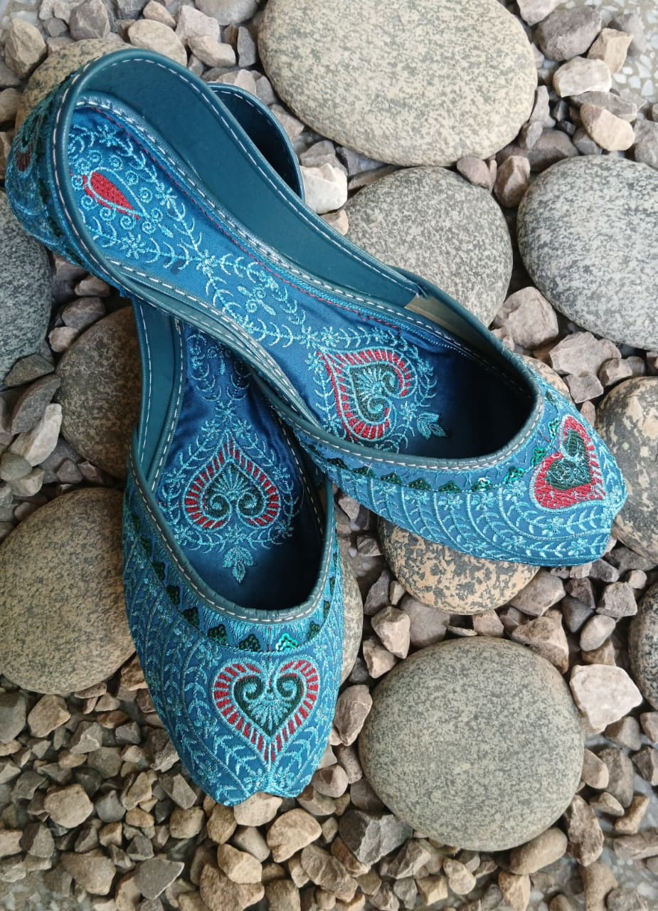 Khussa in Ocean blue by - High Quality Women Khussa UOP4117