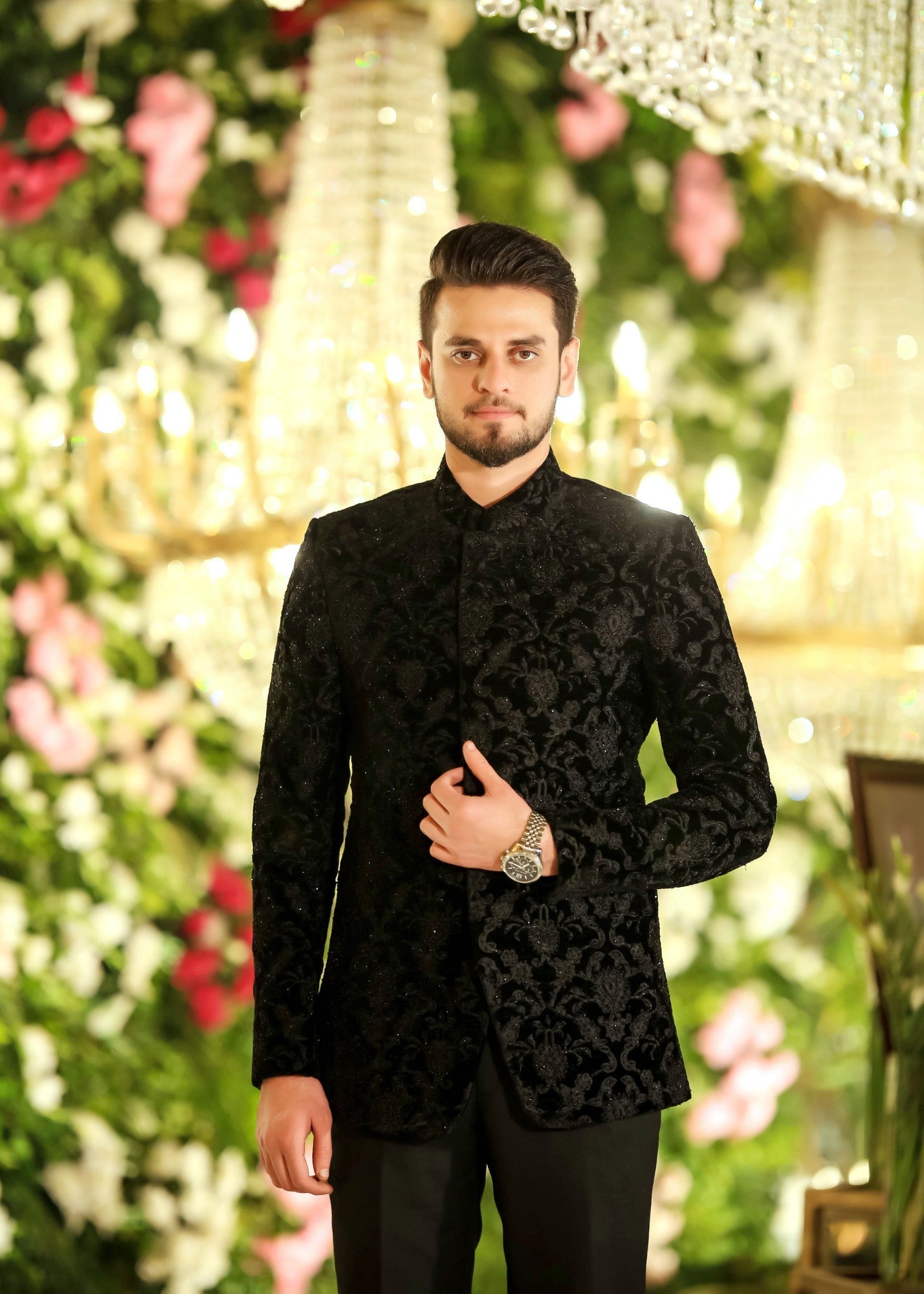 velvet Prince Coat in Jet black