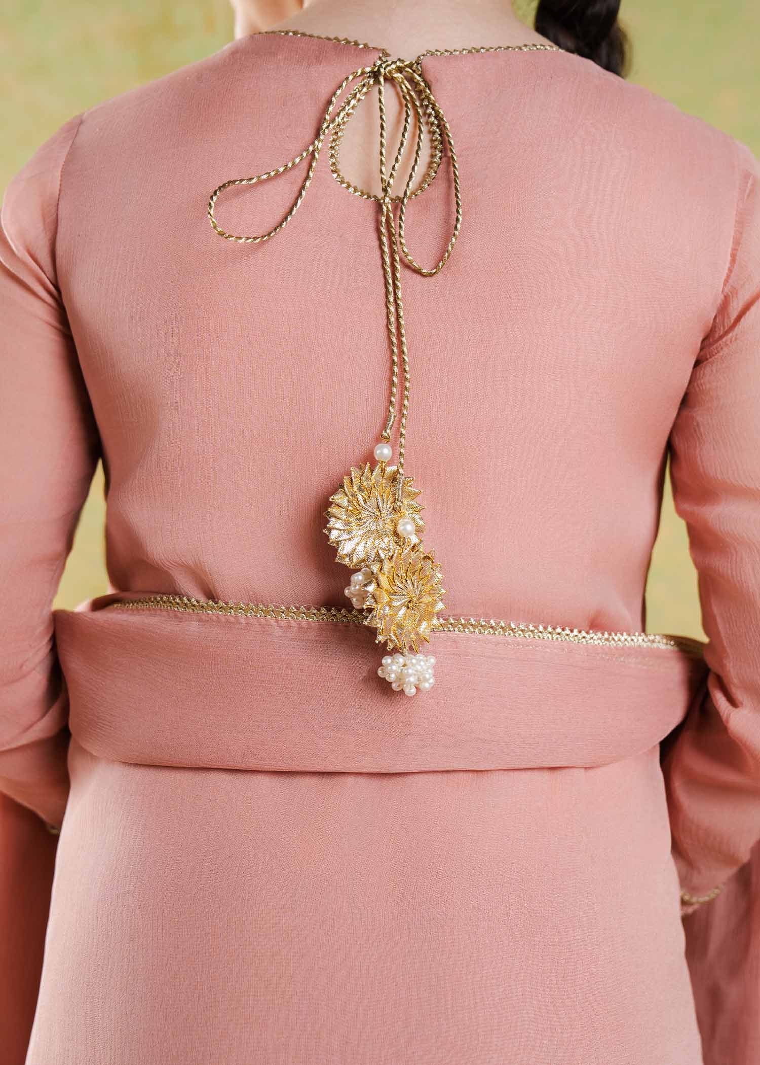 chikankari cotton Sharara in Peach pink